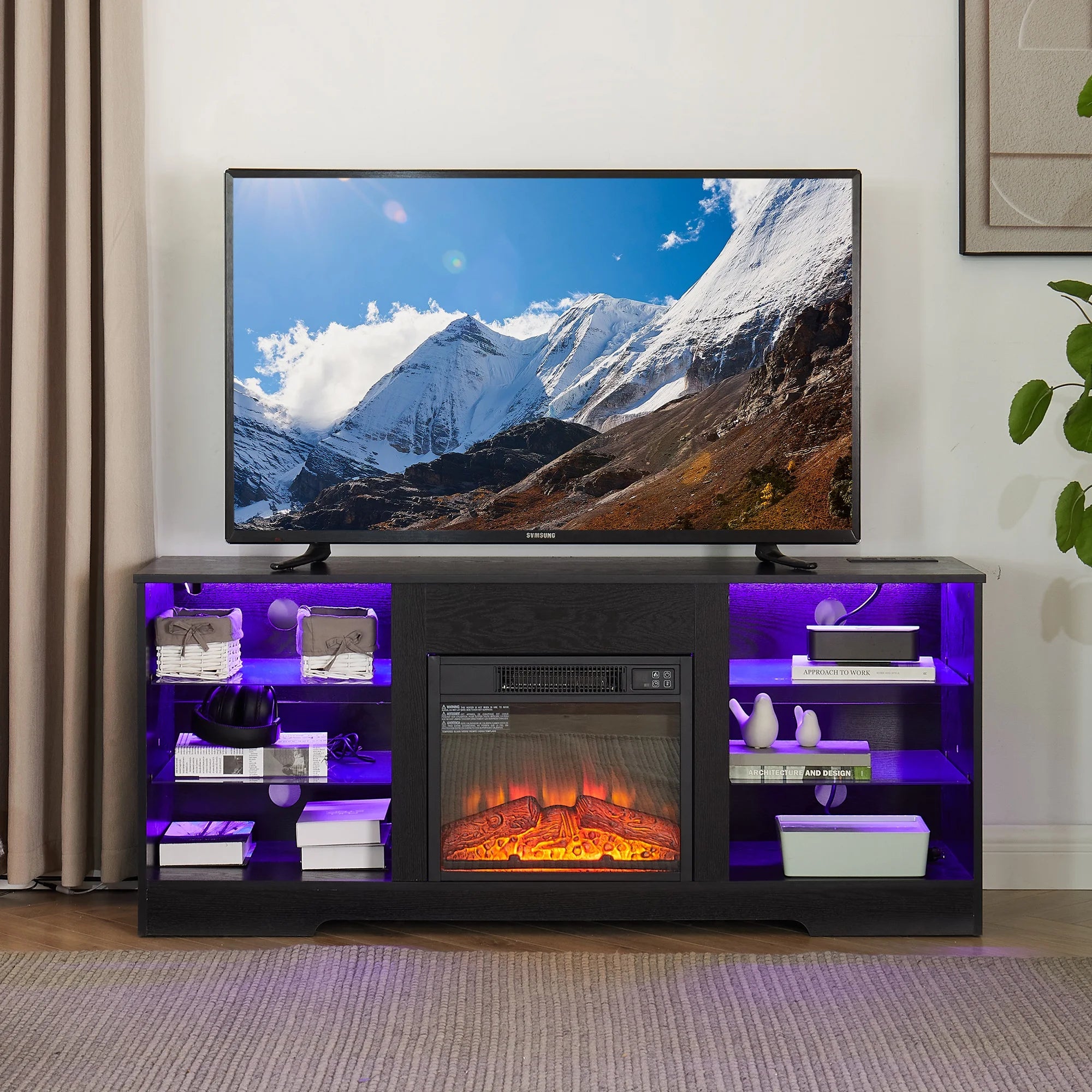 PAPROOS Fireplace TV Stand for TVs up to 60"