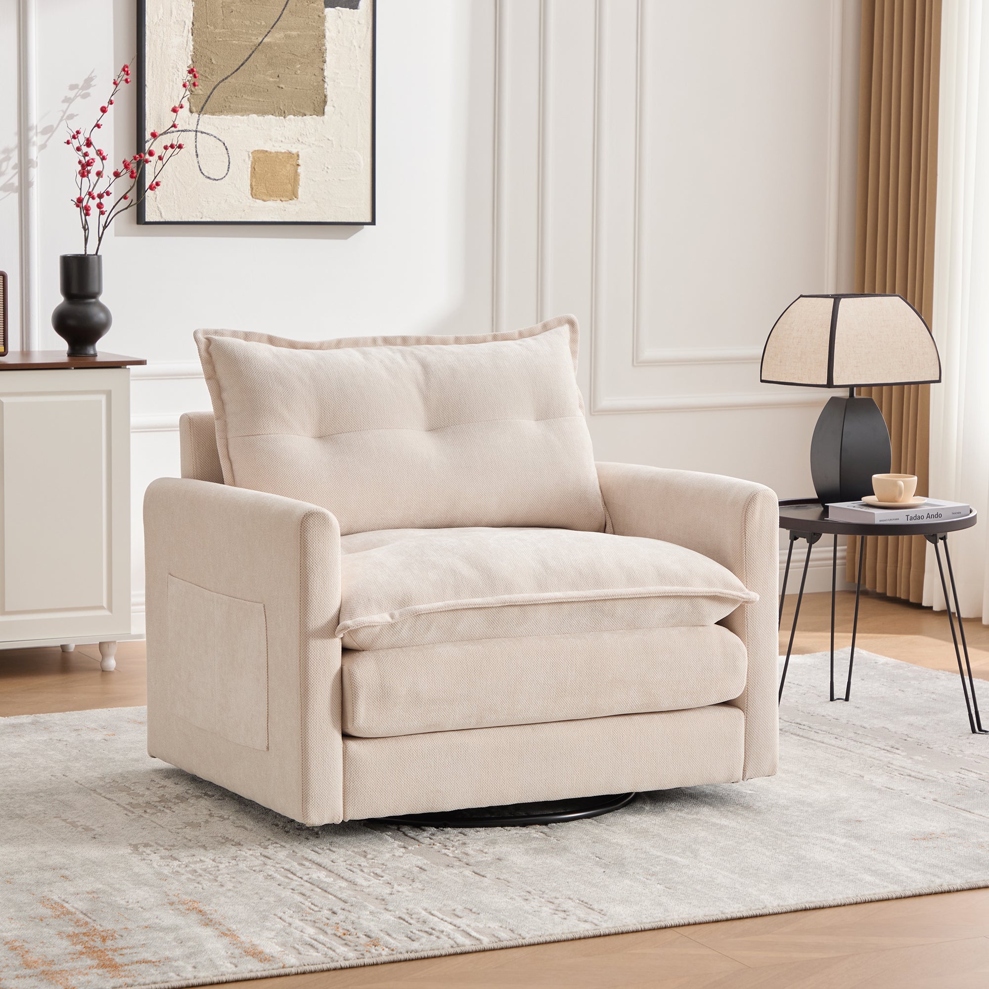 PAPROOS Chenille Upholstered Accent Chair