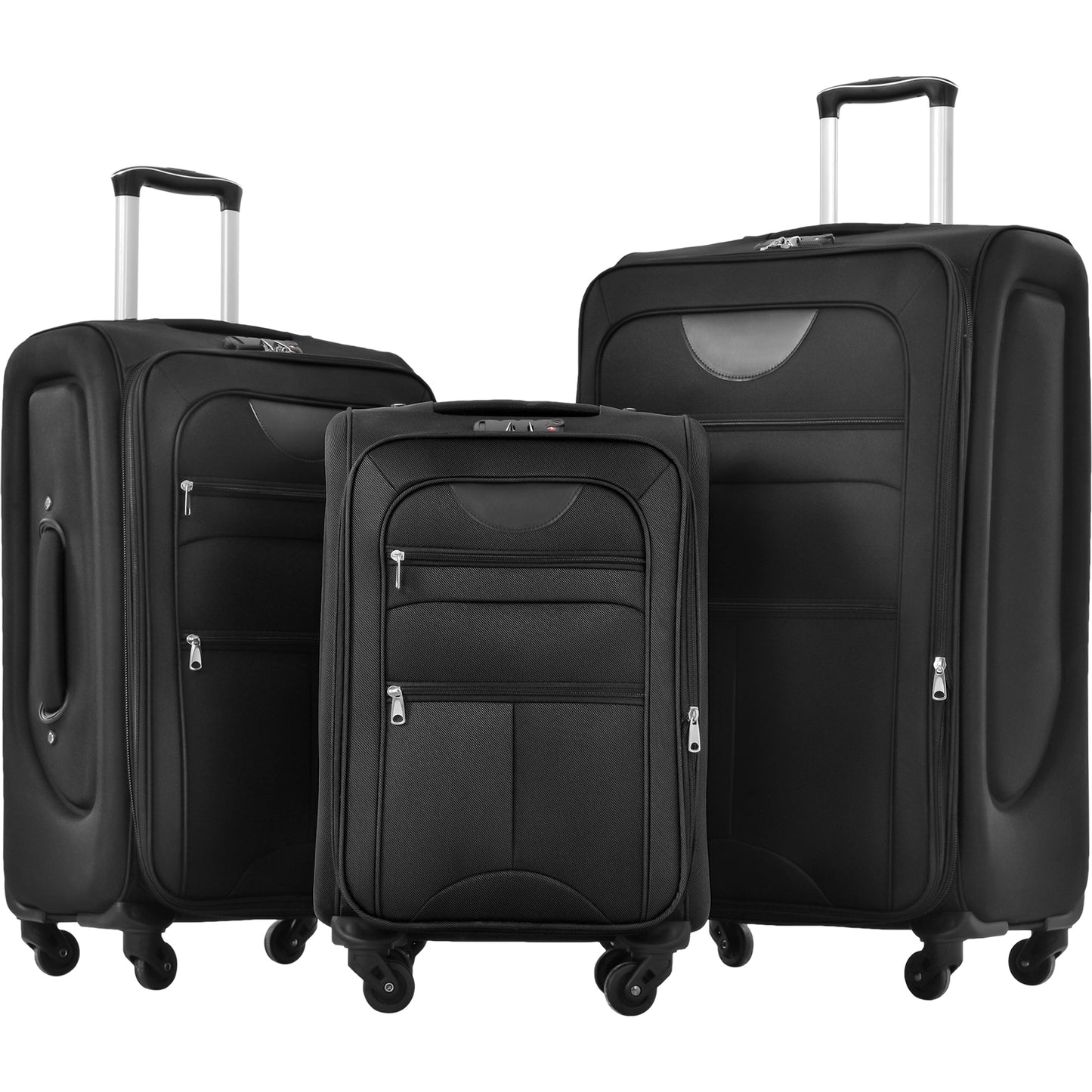 PAPROOS 3-Piece Luggage Set (20"/24"/28"), Softside Lightweight Suitcase with TSA-Lock and Spinner Wheels, Expandable Travel Luggage with Front Pocket for School, Travel