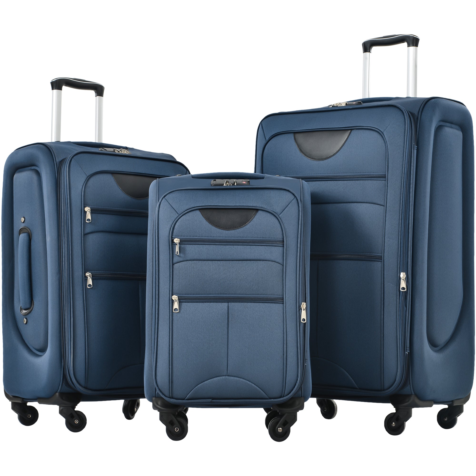 PAPROOS 3-Piece Luggage Set (20"/24"/28"), Softside Lightweight Suitcase with TSA-Lock and Spinner Wheels, Expandable Travel Luggage with Front Pocket for School, Travel