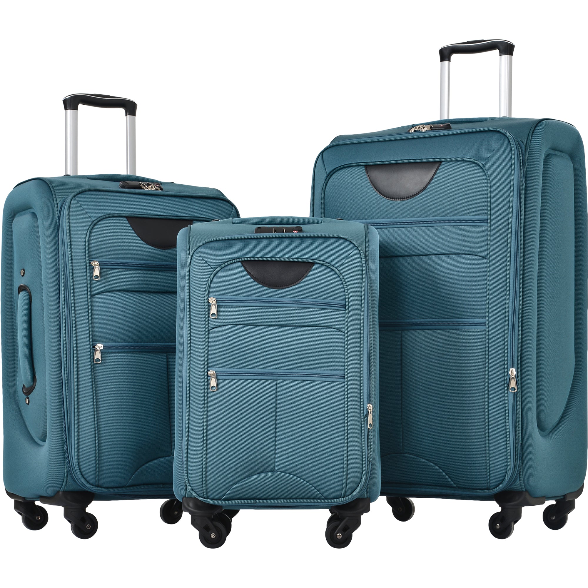 PAPROOS 3-Piece Luggage Set (20"/24"/28"), Softside Lightweight Suitcase with TSA-Lock and Spinner Wheels, Expandable Travel Luggage with Front Pocket for School, Travel