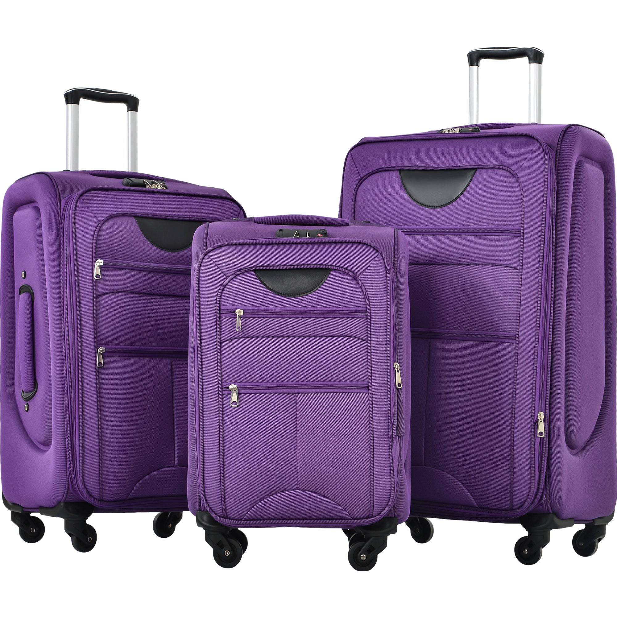 PAPROOS 3-Piece Luggage Set (20"/24"/28"), Softside Lightweight Suitcase with TSA-Lock and Spinner Wheels, Expandable Travel Luggage with Front Pocket for School, Travel