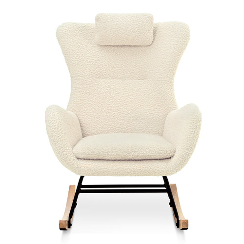 paproos Modern Velvet Nursery Rocking Chair, Accent Rocker Chair with High Backrest for Baby Nursery Kids, Accent Glider Rocker for Living Room Bedroom Playroom