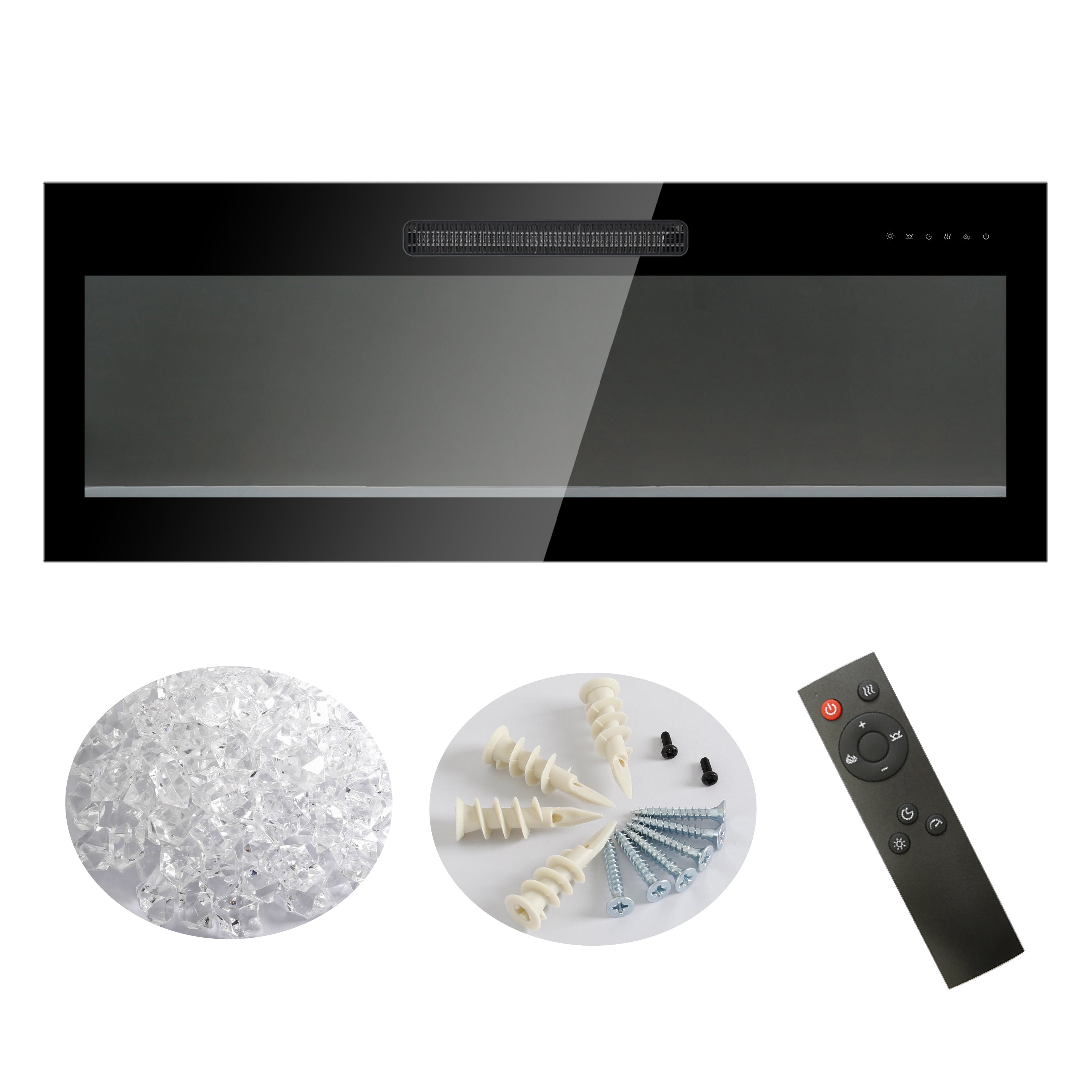 PAPROOS 36 Inch Electric Fireplace Insert, Ultra-Thin Recessed Wall Mounted Fireplace Heater with Adjustable Flame Color, LED Light, Remote Remote, Freestanding Fireplace Insert, 1400W, Antique Black