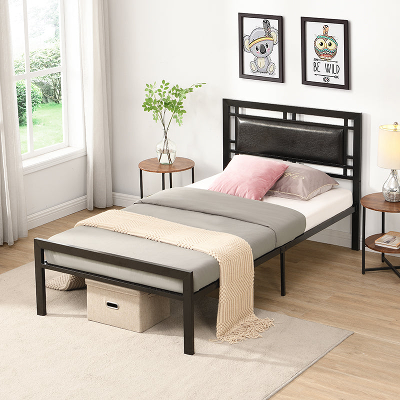 PAPROOS Twin Metal Bed Frame, Black