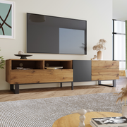 TV Stand for 80 Inch TVs, Paproos TV Console with Storage Cabinets, TV Cabinet with Doors, Media Console Table Entertainment Center for Living Room, Office