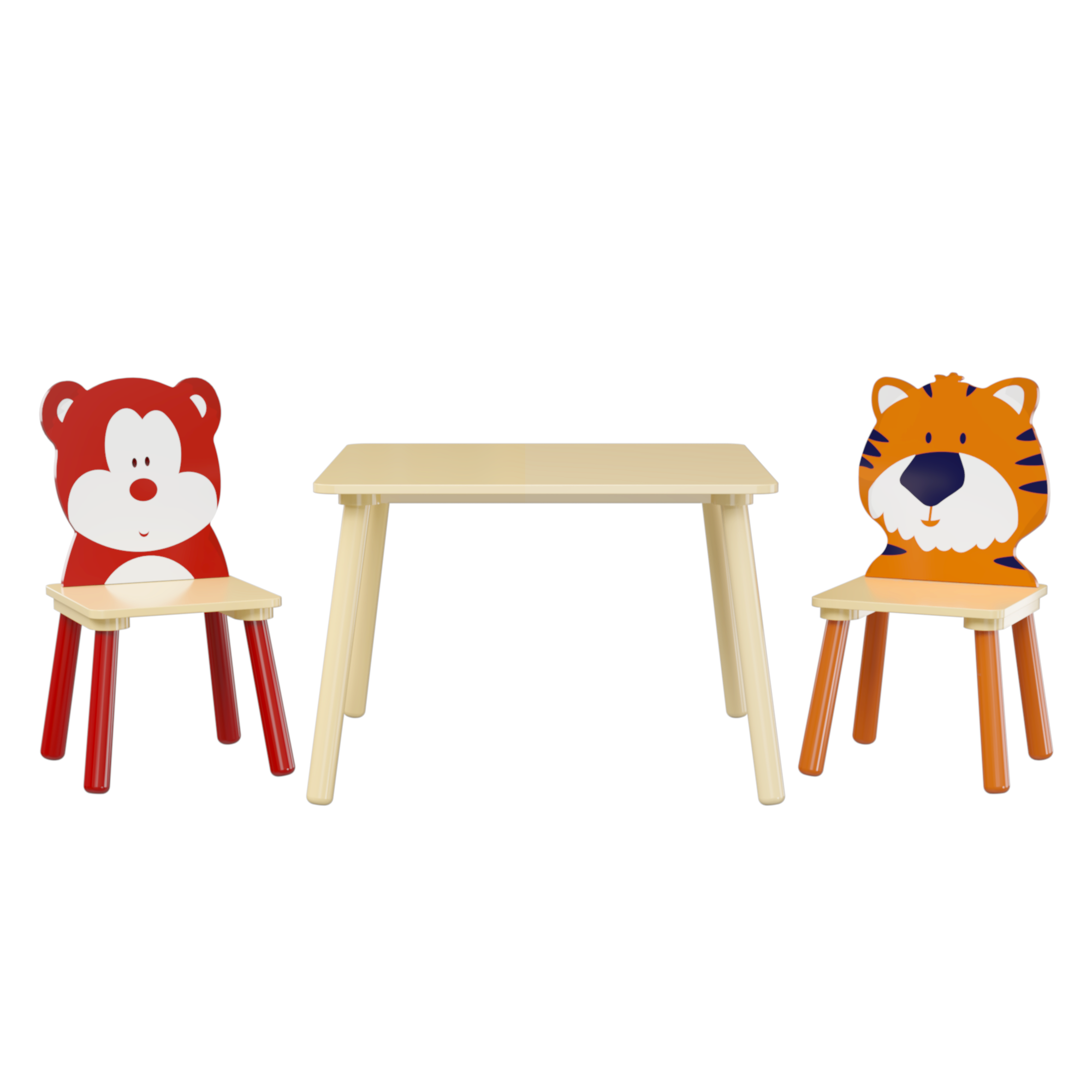 Kids Table and 2 Chairs Se, PAPROOS 3-Piece Wooden Table and Chairs Set for Toddler, Activity Table Play Table Study Table, Cream Yellow Bunny Cute Table Set for Playroom, Classroom