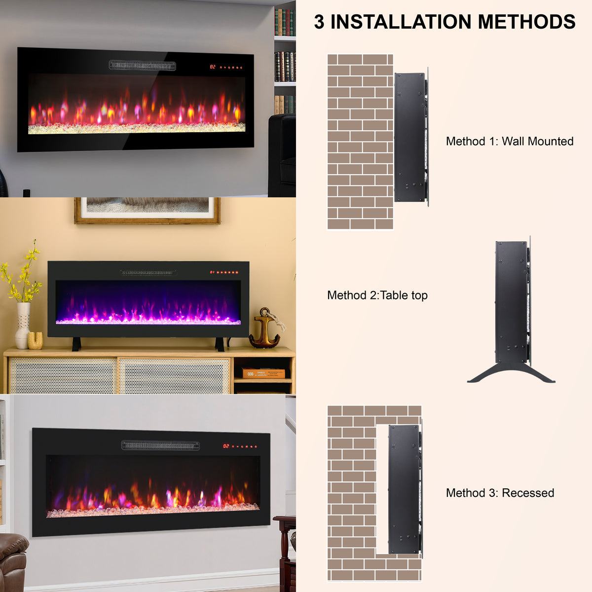 PAPROOS 36-Inch Electric Fireplace