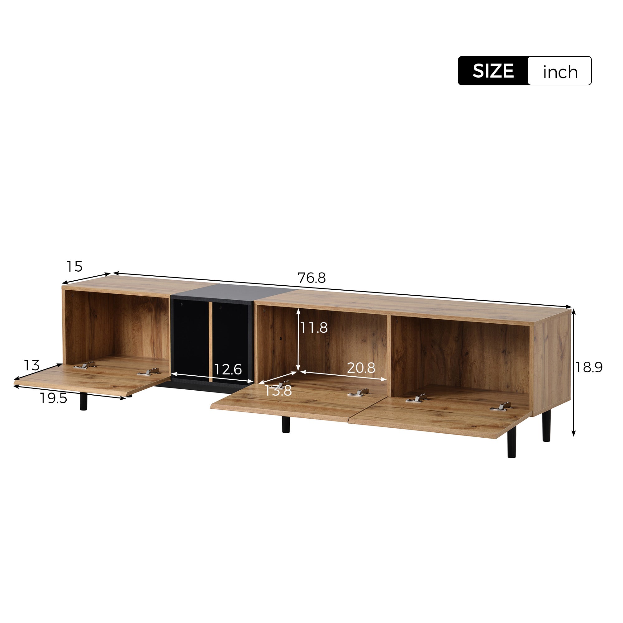 TV Stand for 80 Inch TVs, Paproos TV Console with Storage Cabinets, TV Cabinet with Doors, Media Console Table Entertainment Center for Living Room, Office