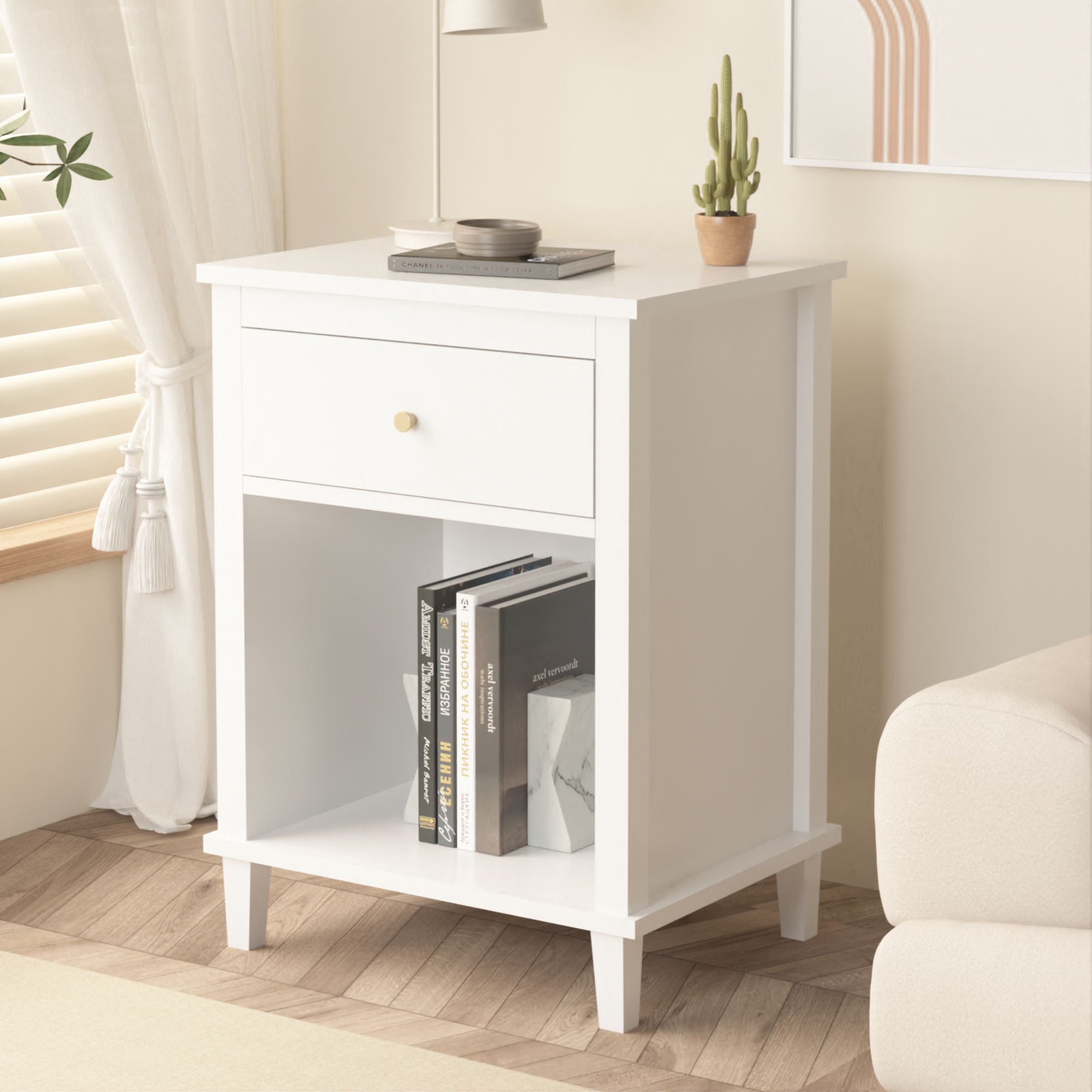 PAPROOS Nightstand with Drawer