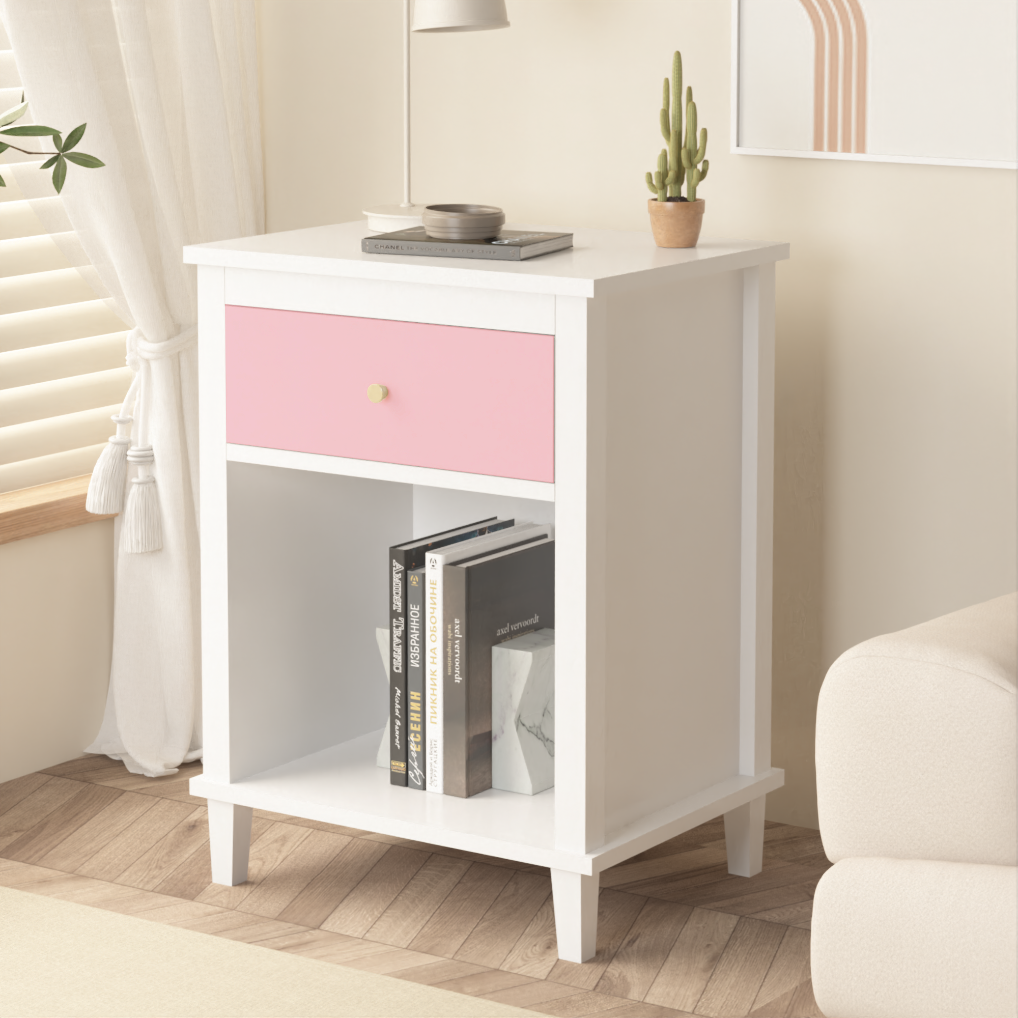 PAPROOS Nightstand with Drawer