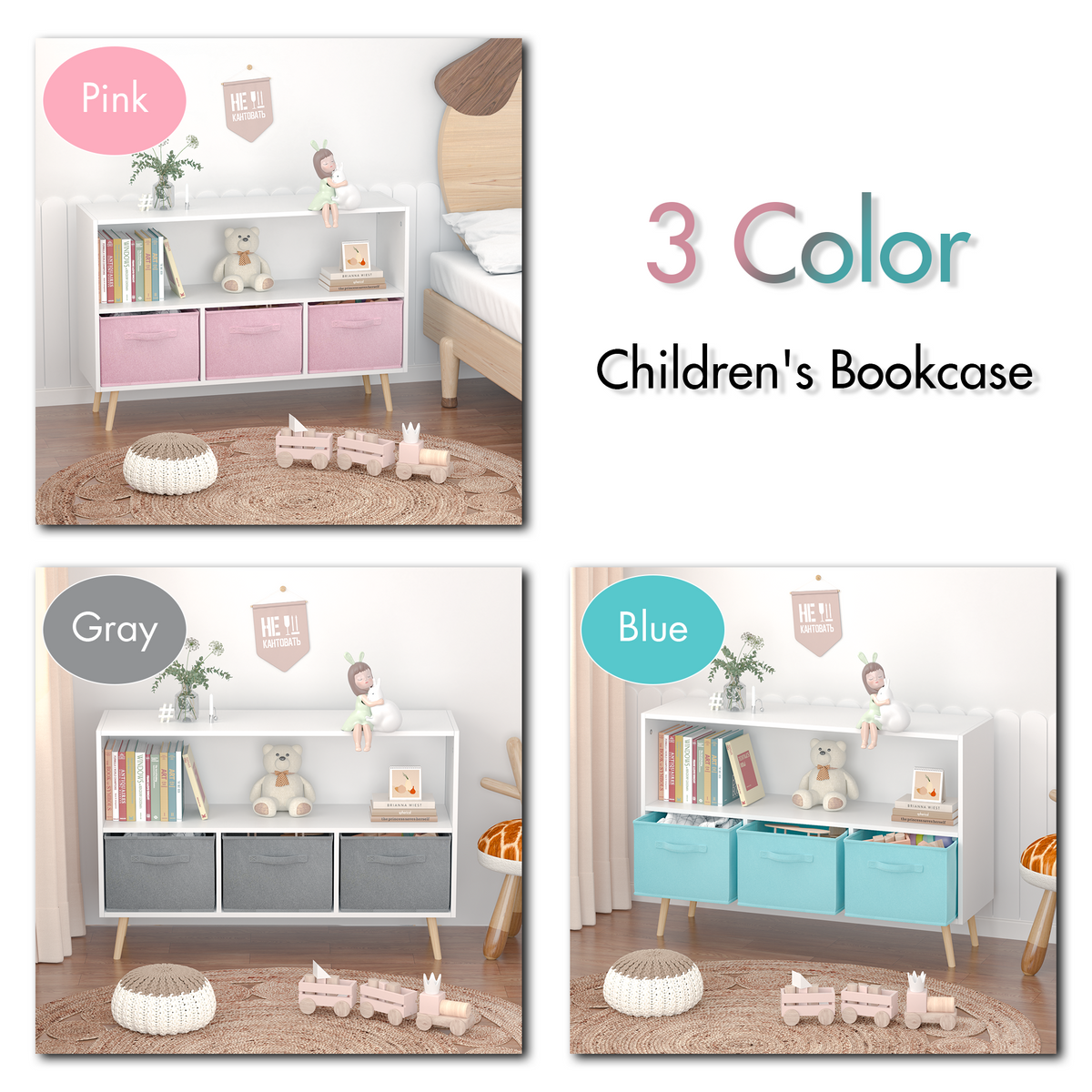 PAPROOS Kids Bookshelf and Storage