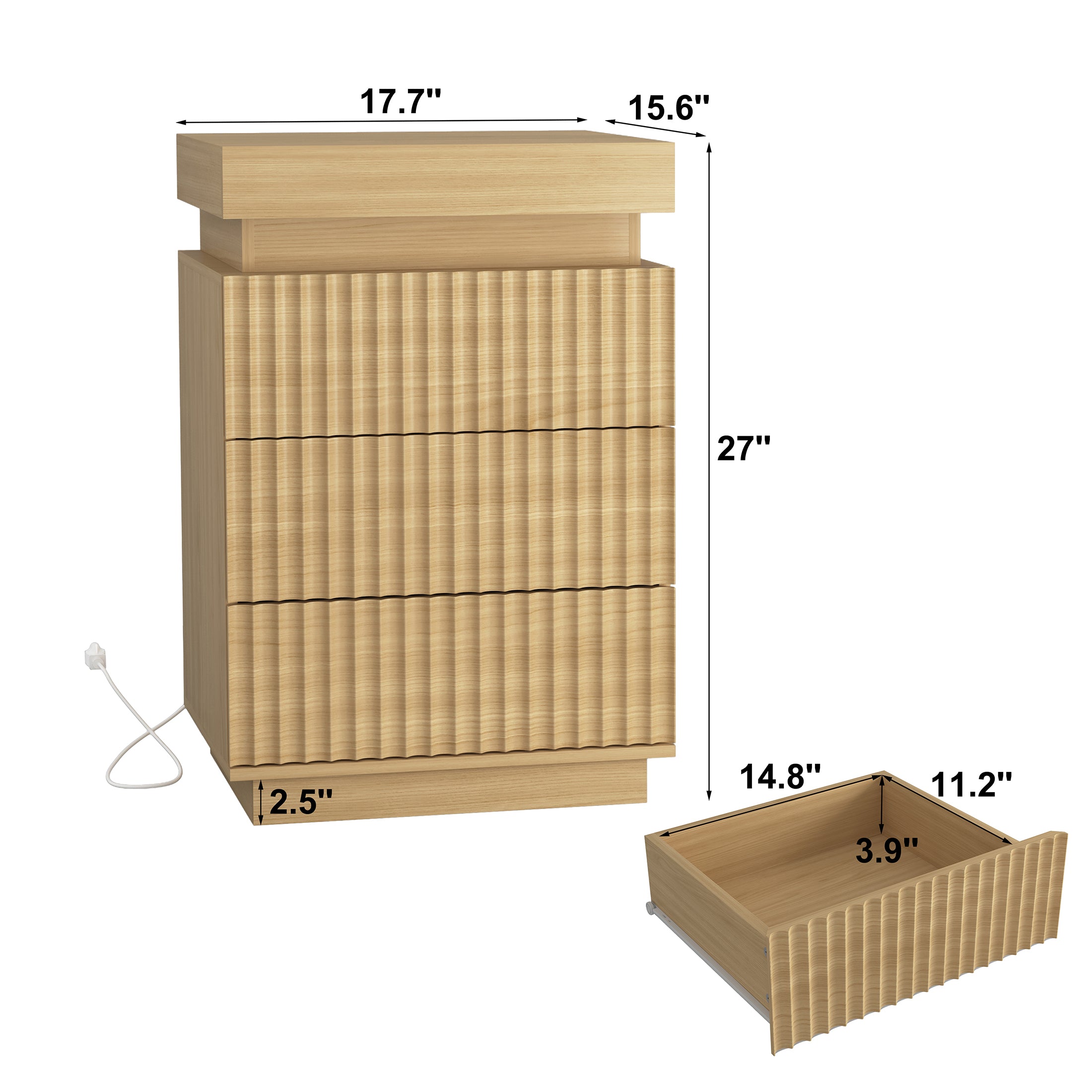 PAPROOS Nightstand Set of 2