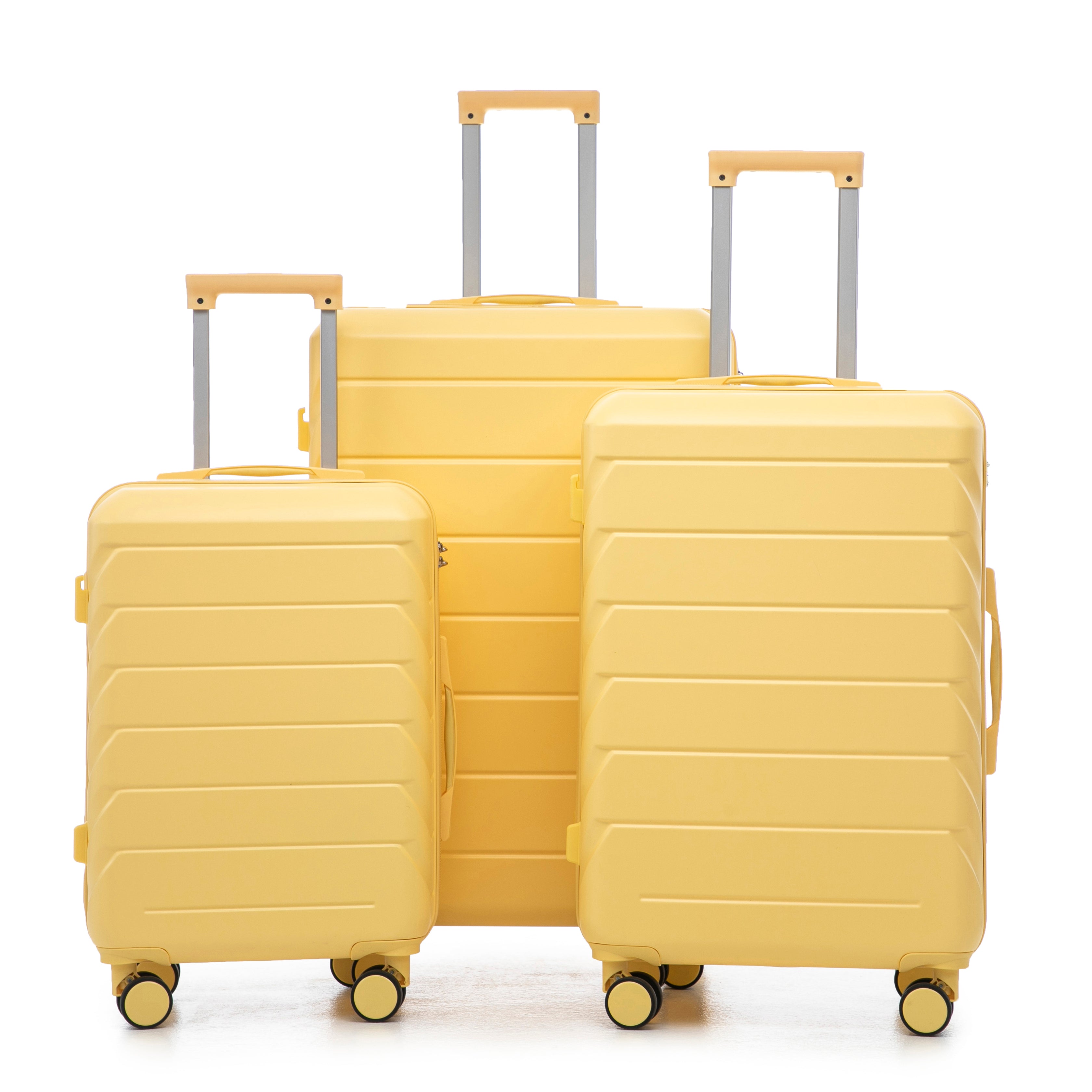 PAPROOS 3 Piece Luggage Set, ABS Carry-on Luggage Set with Spinner Wheels and TSA Lock, Lightweight Hardside Luggage, 20/24/28 Inch Rolling Suitcase Set for Travel Business Trip, Beige