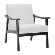 PAPROOS Accent Chair, Mid-Century Modern Arm Chair, Upholstered Chair Reading Chair Lounge Chair with Wood Frame for Living Room Bedroom Sunroom, White