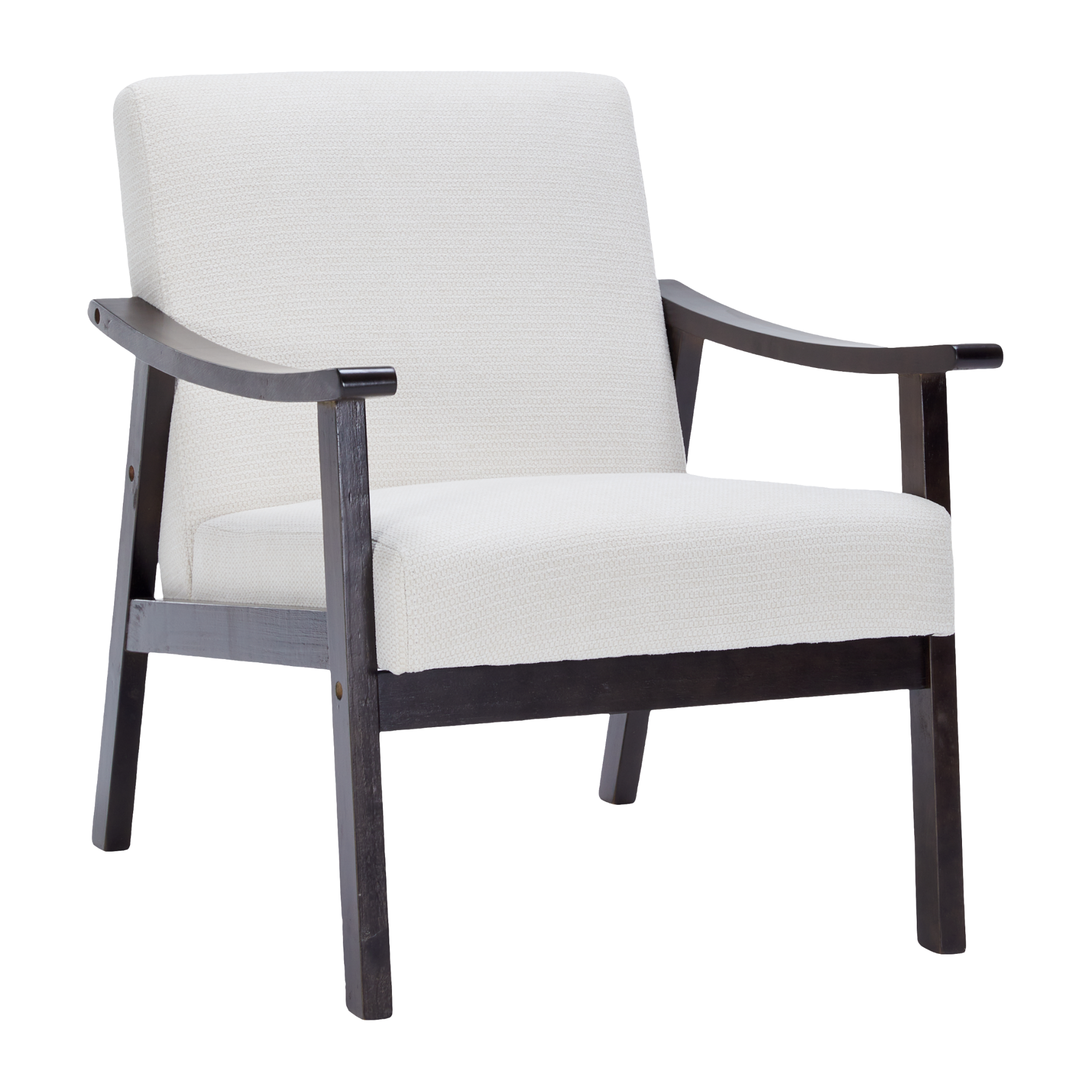 PAPROOS Accent Chair, Mid-Century Modern Arm Chair, Upholstered Chair Reading Chair Lounge Chair with Wood Frame for Living Room Bedroom Sunroom, White