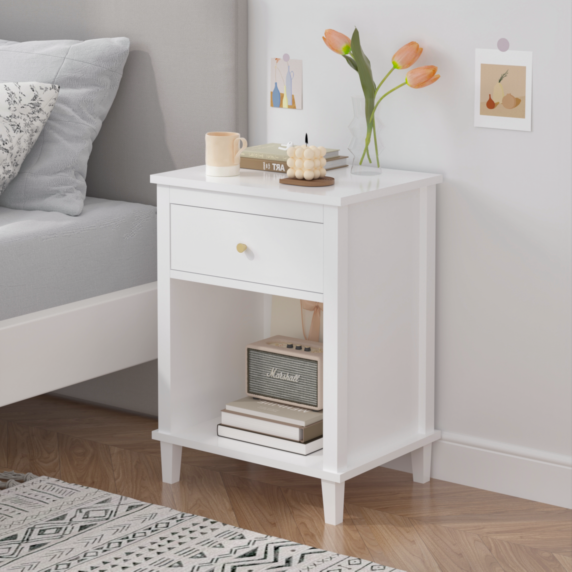 PAPROOS Nightstand with Drawer
