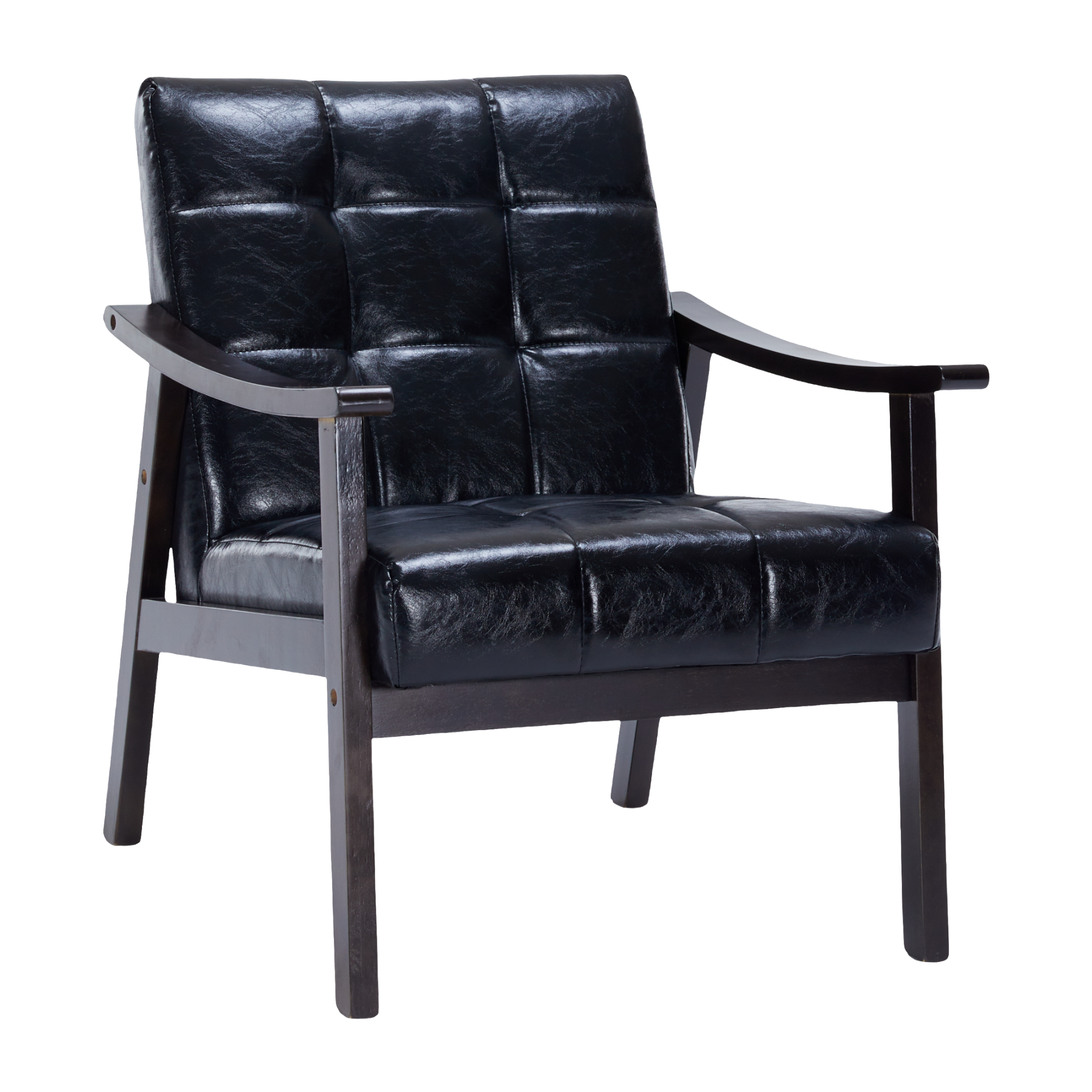 PAPROOS Accent Chair, Mid-Century Modern Arm Chair, Upholstered Chair Reading Chair Lounge Chair with Wood Frame for Living Room Bedroom Sunroom, White