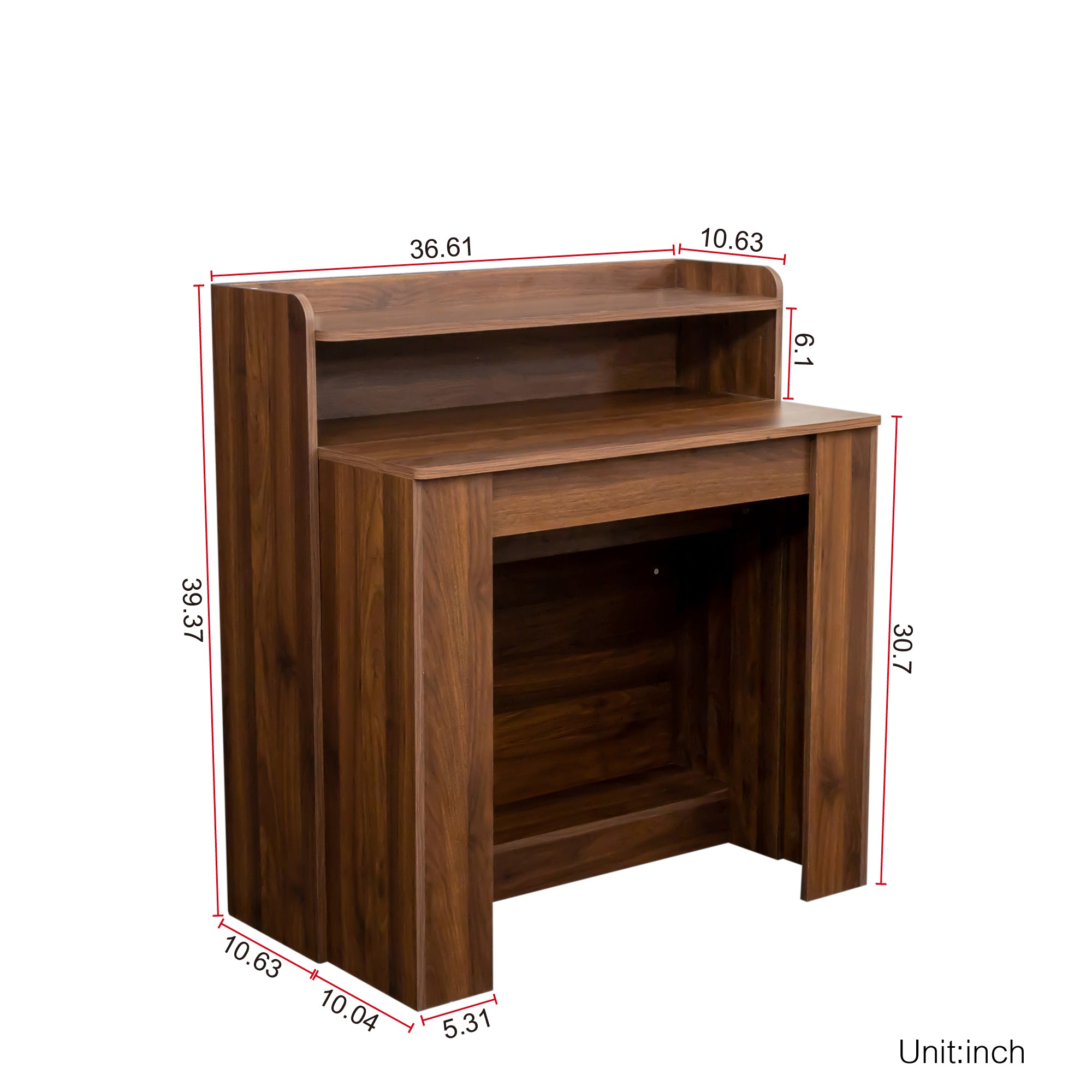 PAPROOS Extendable Dining Table for 6-10, 20" -100"Expandable Rectangle&nbsp;Dining Table with Storage, Folding Space Saving Kitchen Table, Extra Long Dining Room Table, Sideboard, Walnut(Only Table)