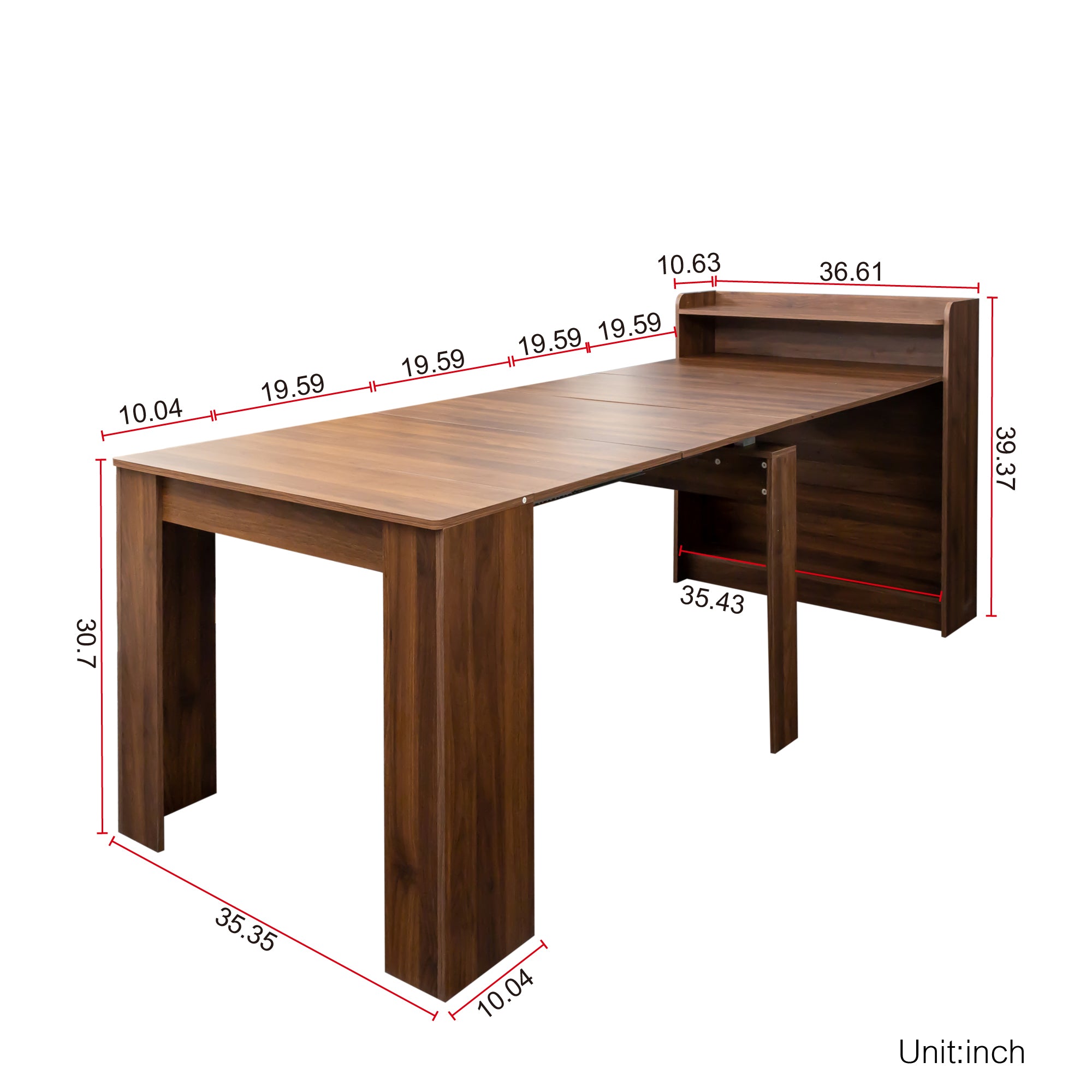 PAPROOS Extendable Dining Table for 6-10, 20" -100"Expandable Rectangle&nbsp;Dining Table with Storage, Folding Space Saving Kitchen Table, Extra Long Dining Room Table, Sideboard, Walnut(Only Table)