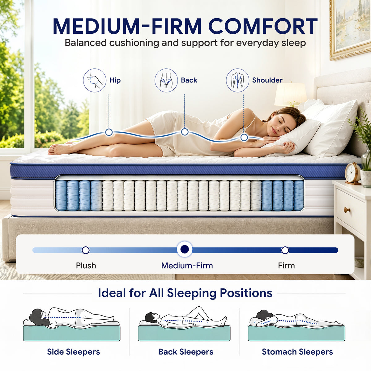 Paproos King Mattress, 12-inch Hybrid Mattress