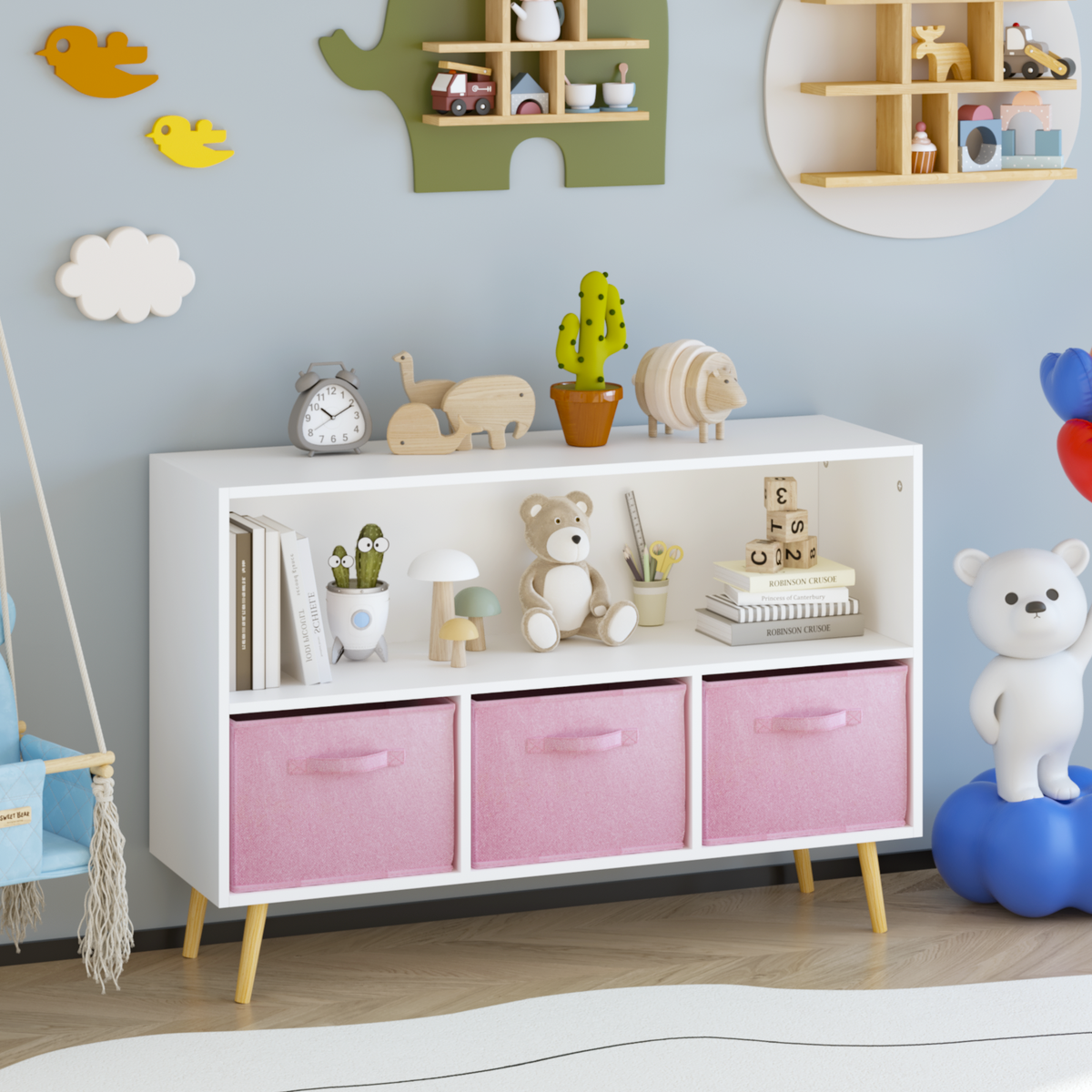 PAPROOS Kids Bookshelf and Storage