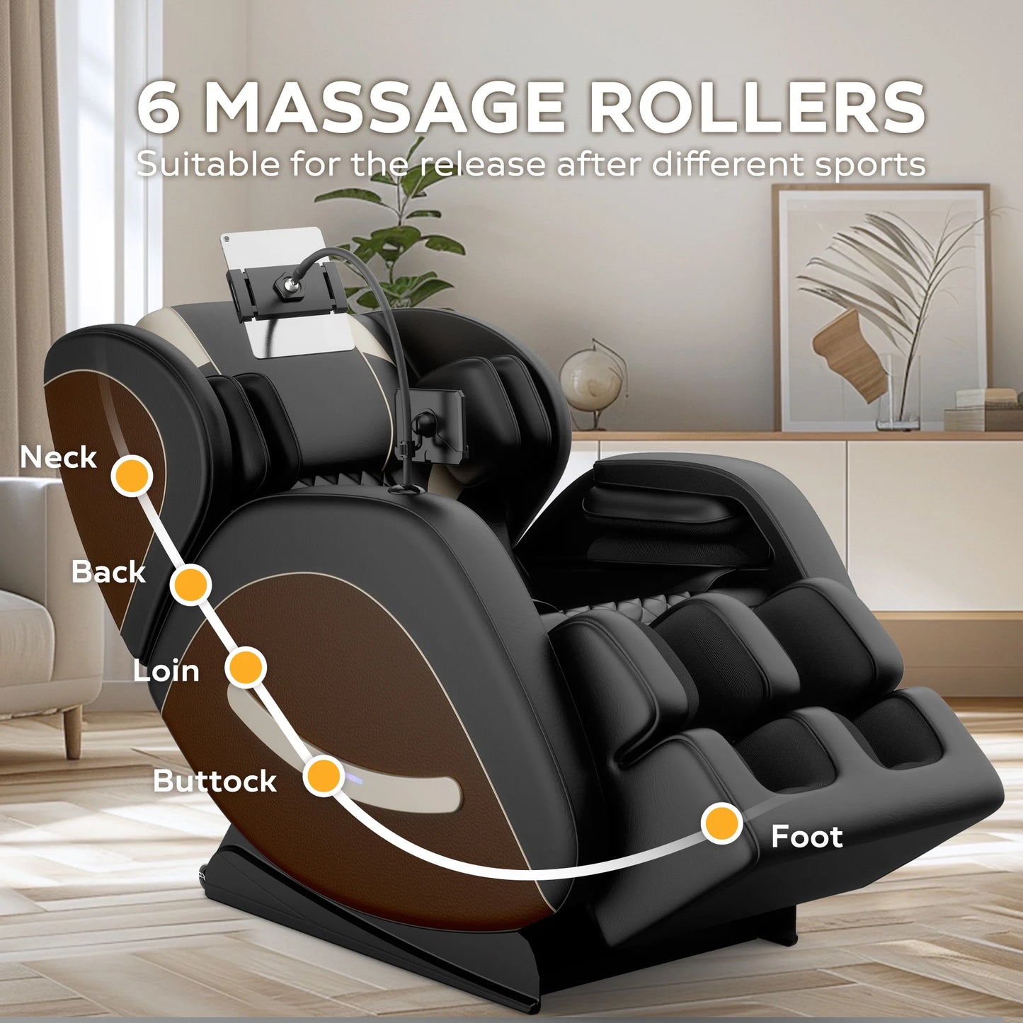Massage Chair Recliner, Zero Gravity with Full Body Air Pressure, Shiatsu 4D Recliner with Heated Bluetooth Foot Roller Airbags Kneading