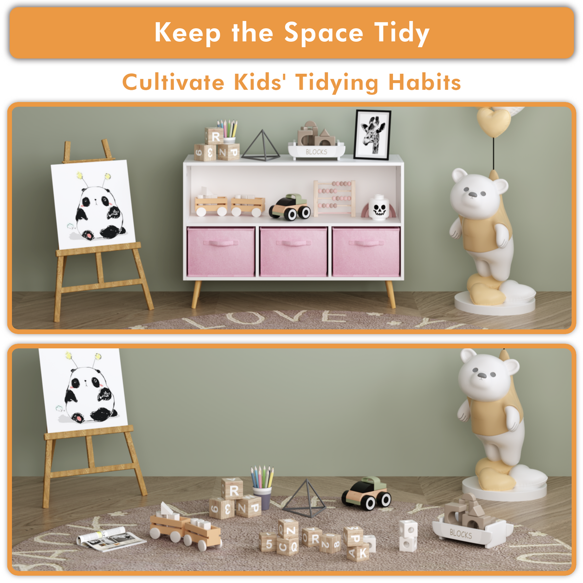 PAPROOS Kids Bookshelf and Storage