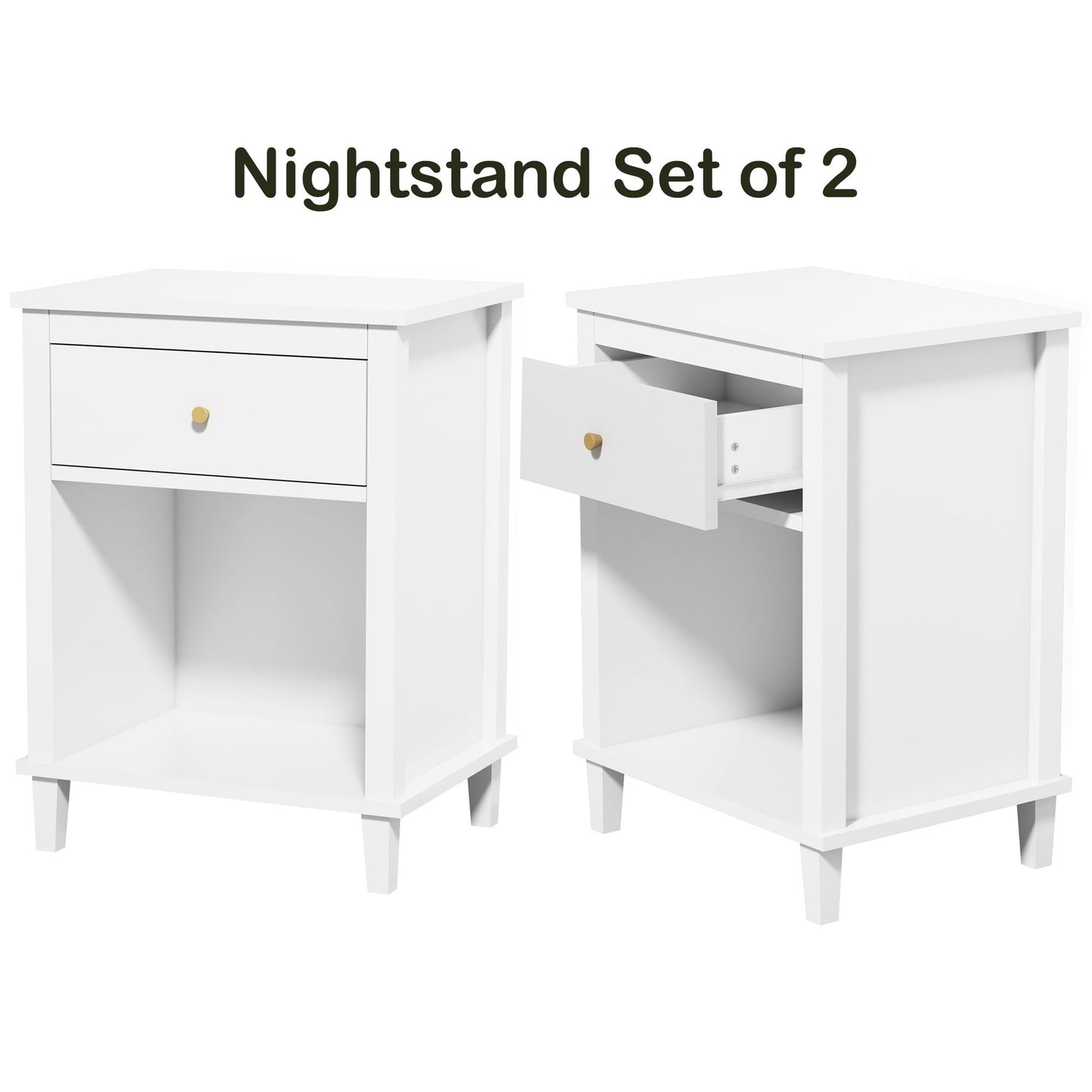 Nightstand, End Table Side Table with Wooden Drawer, Bedside Table for Bedroom, Closet, Dorm