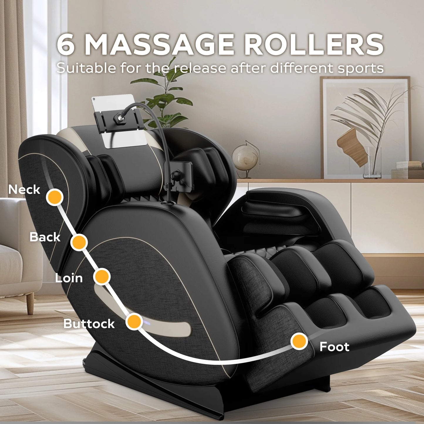 Massage Chair Recliner, Zero Gravity with Full Body Air Pressure, Shiatsu 4D Recliner with Heated Bluetooth Foot Roller Airbags Kneading