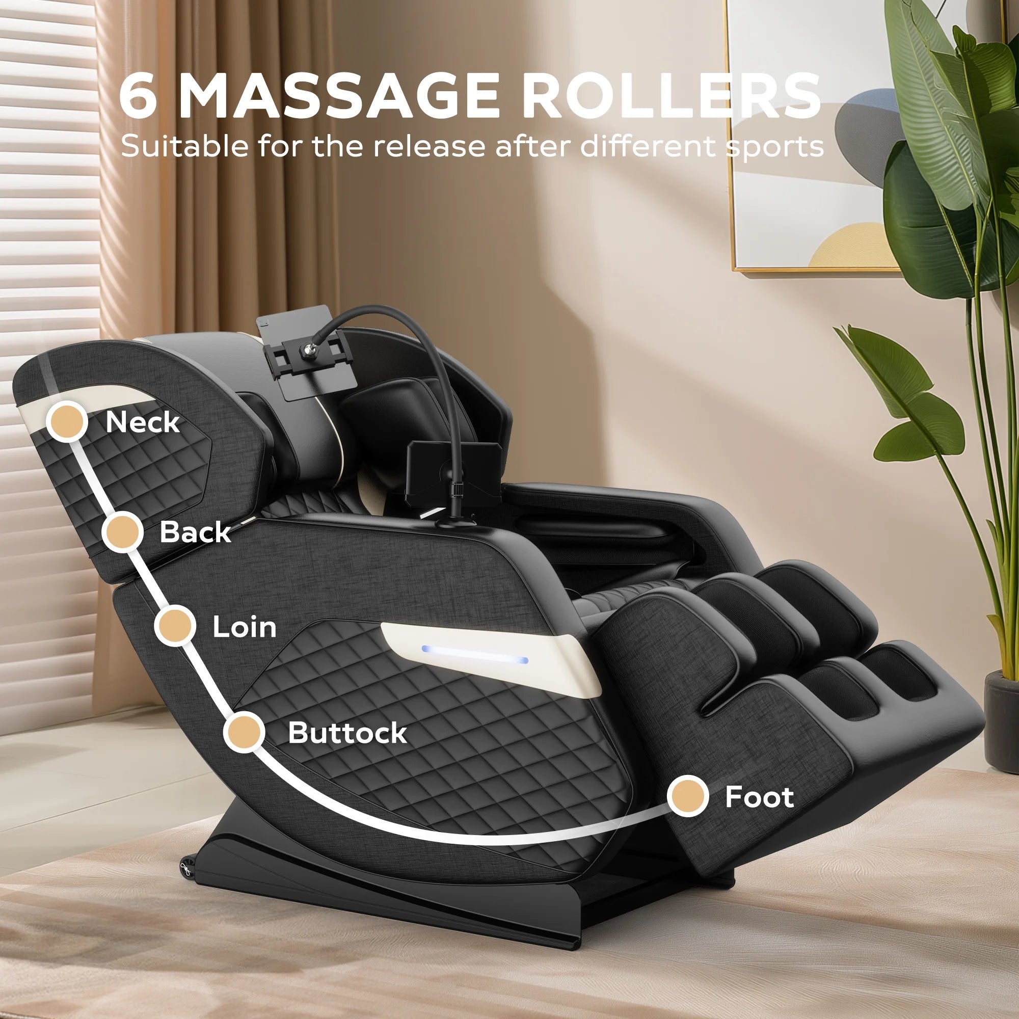 Massage Chair Recliner, Zero Gravity with Full Body Air Pressure, Shiatsu 4D Recliner with Heated Bluetooth Foot Roller Airbags Kneading