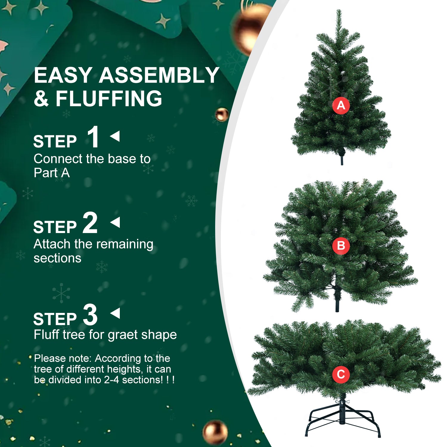 PAPROOS Christmas Tree, 6FT Hinged Artificial Christmas Tree with 760 Lush Tips, Unlit PVC Xmas Tress with Memory Wire, Metal Base, Easy Setup, Christmas Tree for Indoor Holiday Decor, Green