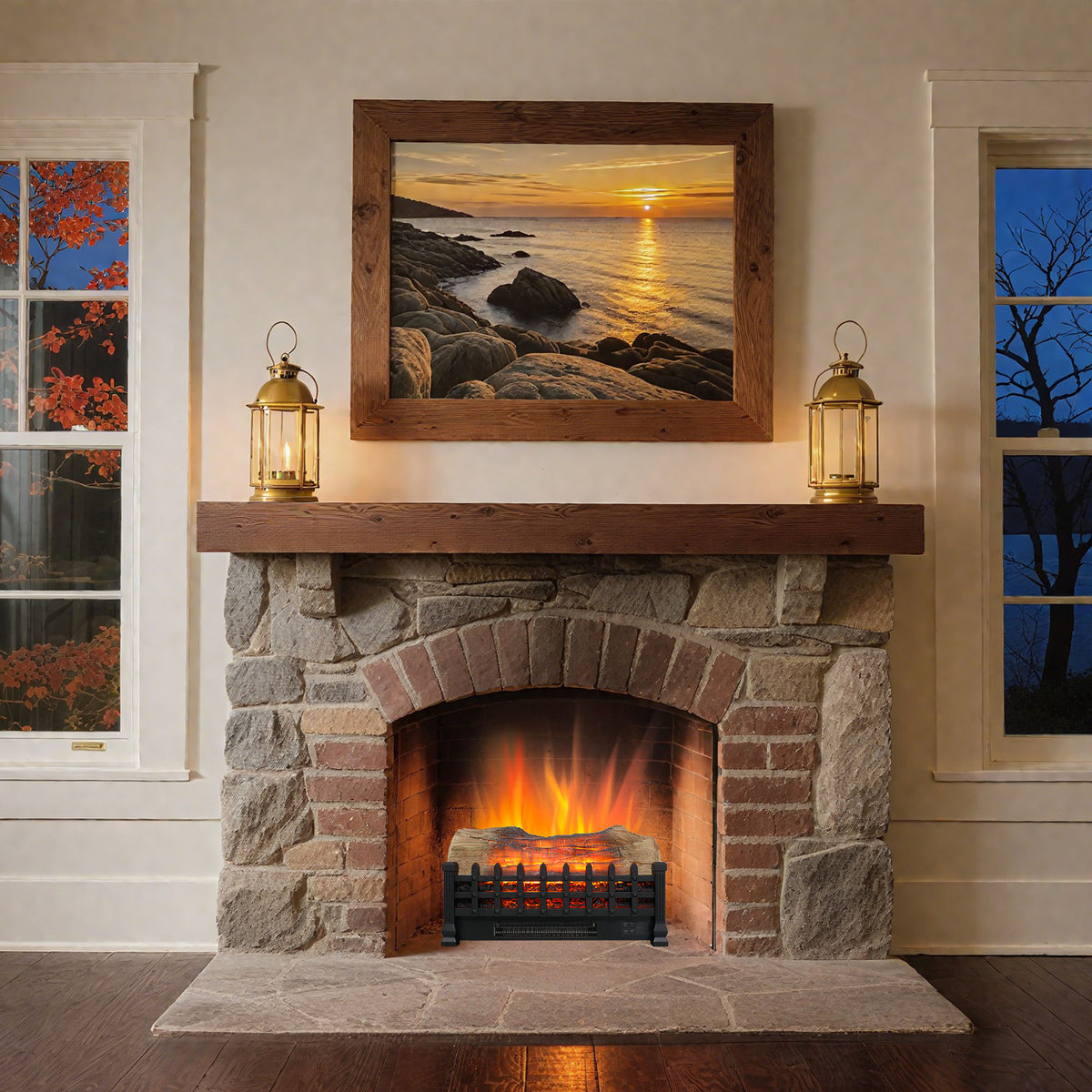 PAPROOS Electric Fireplace Log Set