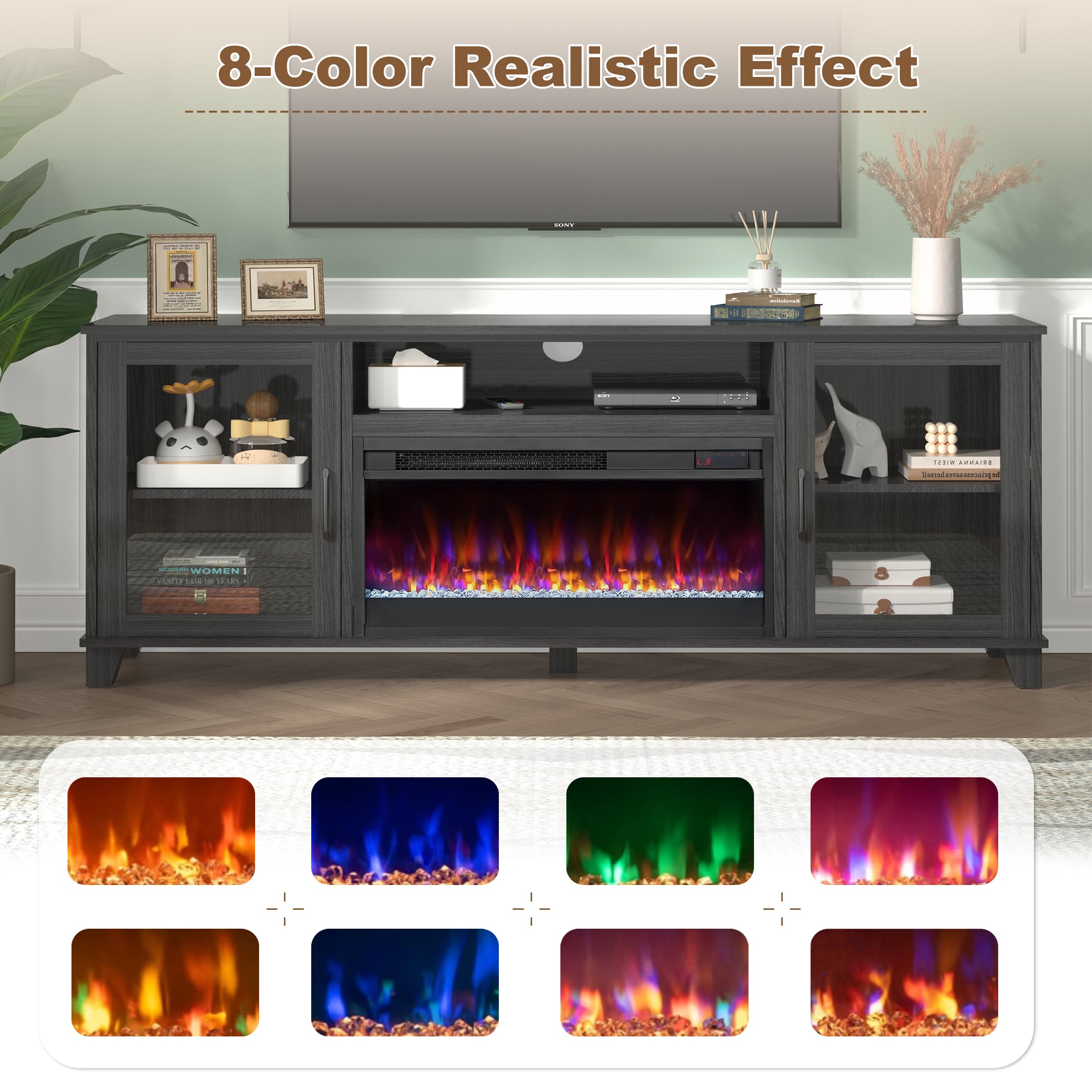 PAPROOS Fireplace TV Stand