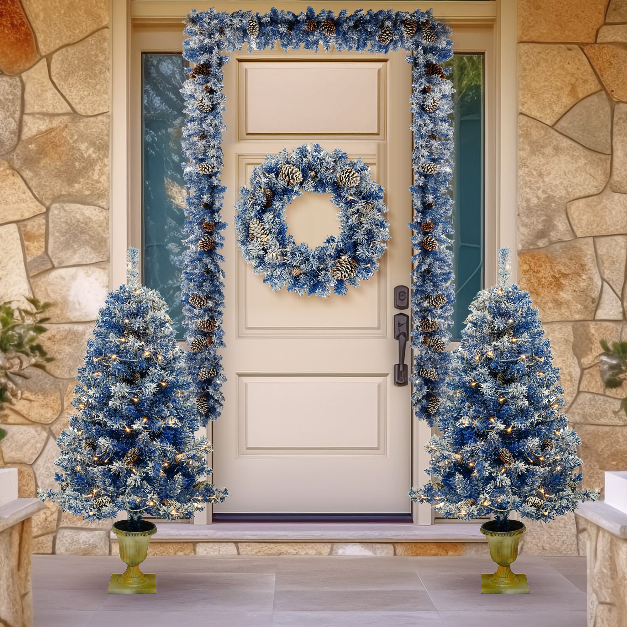 PAPROOS Pre-lit Christmas Decoration 4-Piece Set