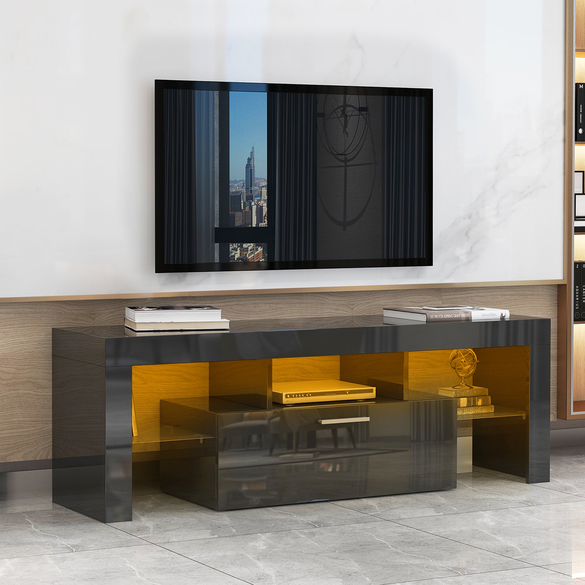 PAPROOS TV Stand with LED Lights