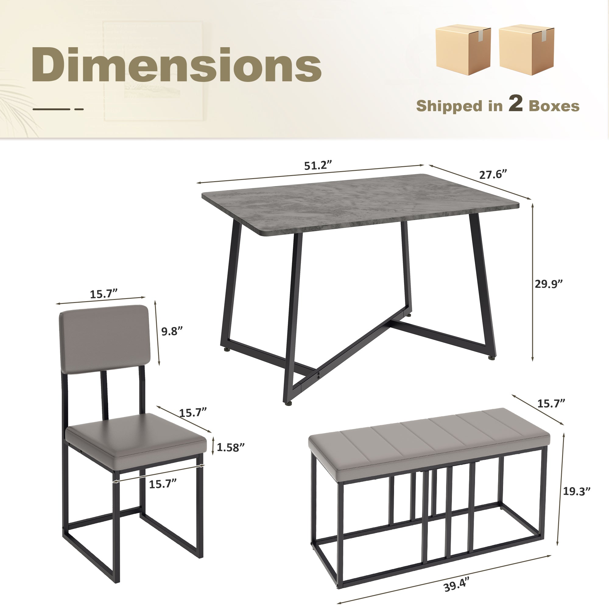 PAPROOS 6 Piece Dining Room Table Set