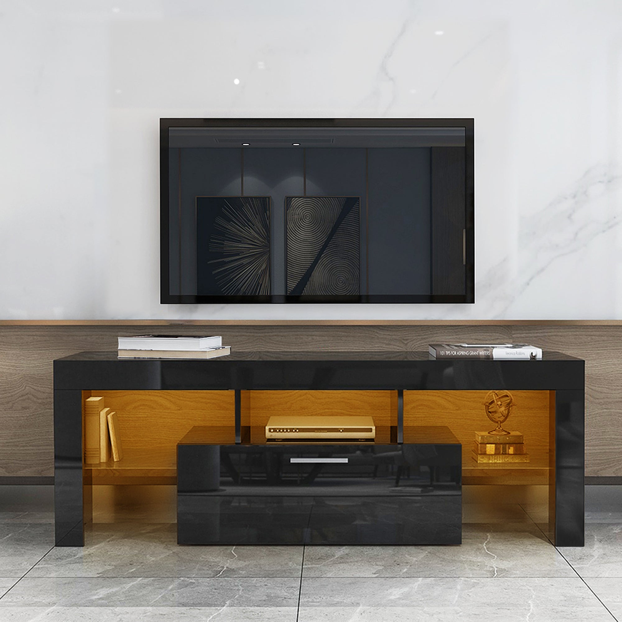 PAPROOS TV Stand with LED Lights