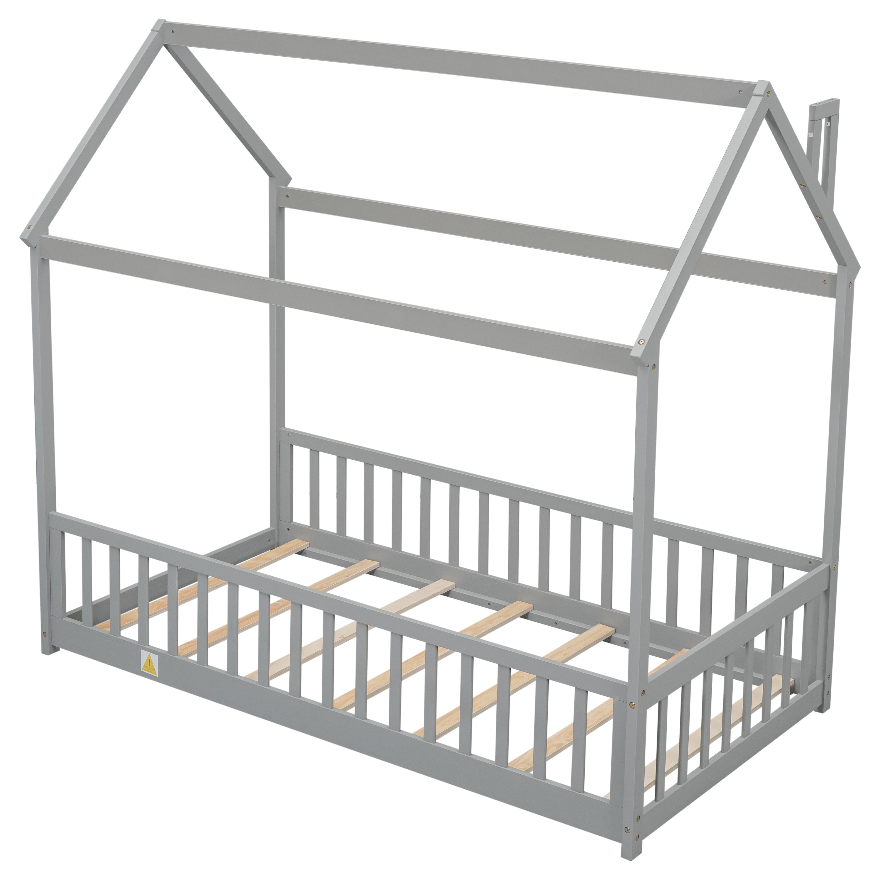 PAPROOS Twin Size House Floor Bed for Kids