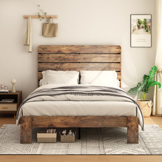 PAPROOS Queen Size Wood Bed Frame