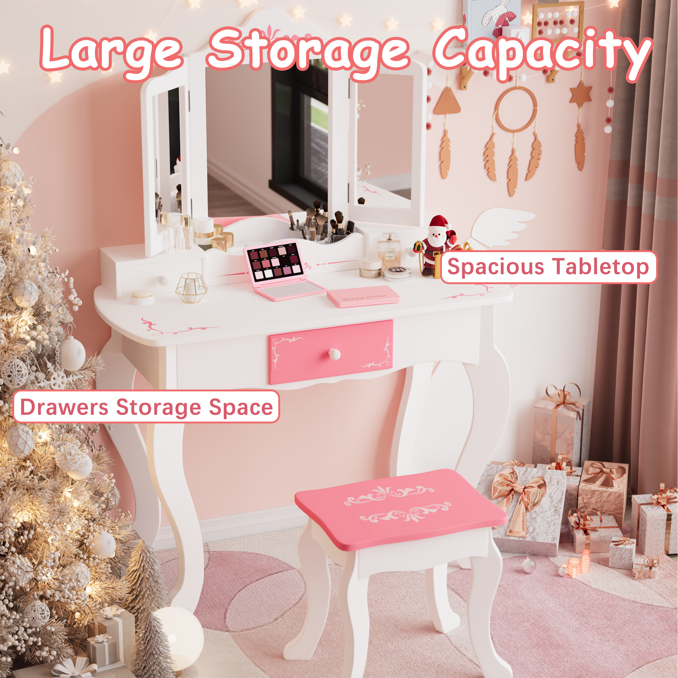 PAPROOS Kids Vanity with Mirrors