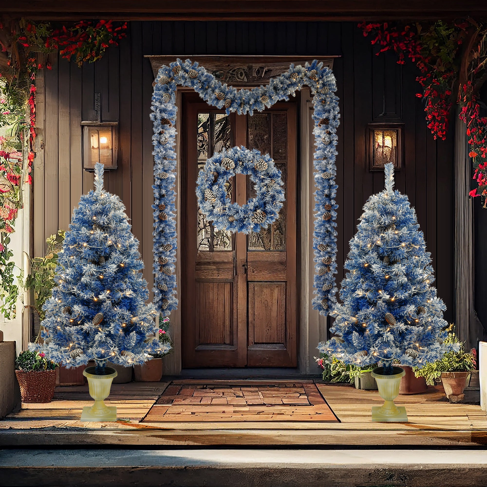PAPROOS Pre-lit Christmas Decoration 4-Piece Set