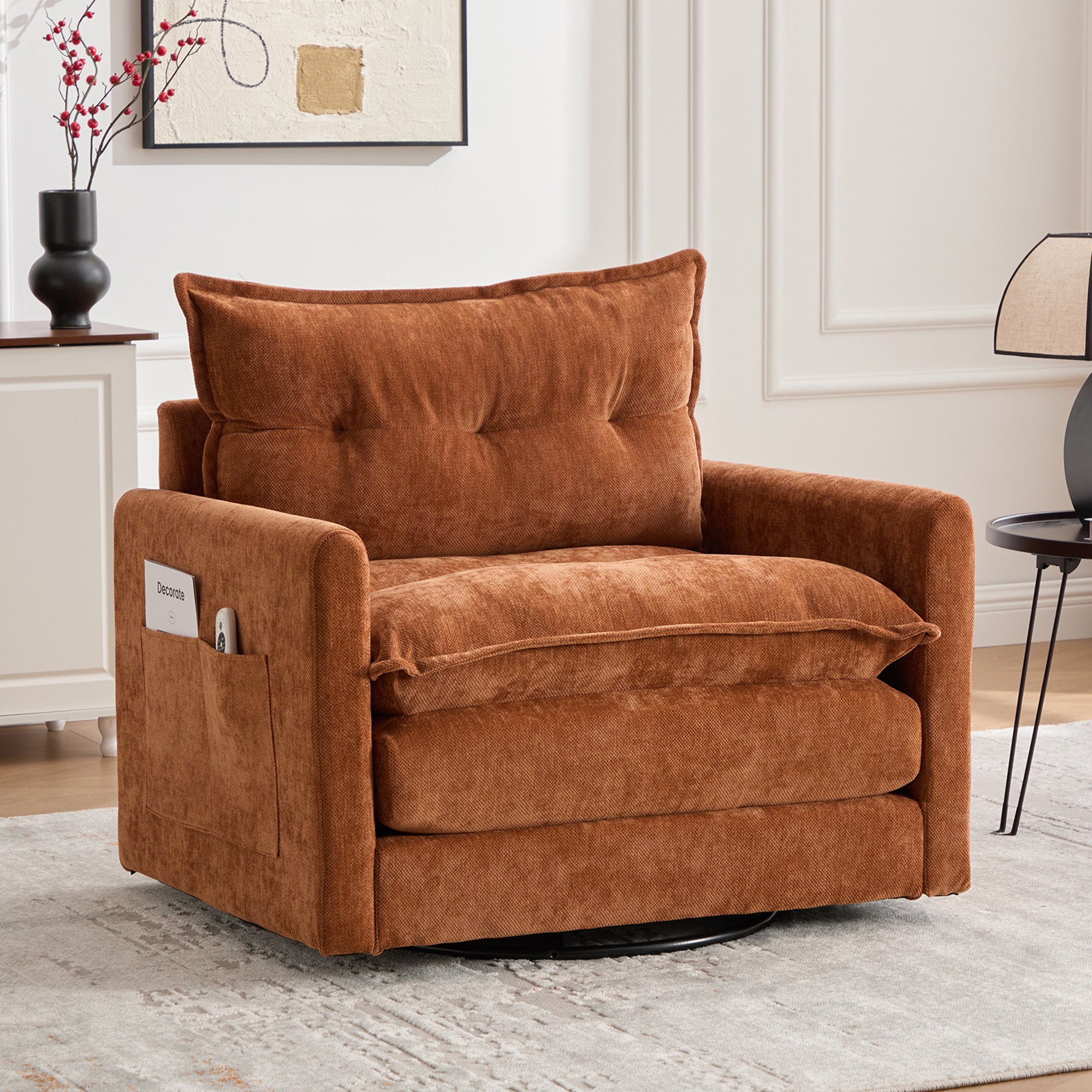 PAPROOS Chenille Upholstered Accent Chair