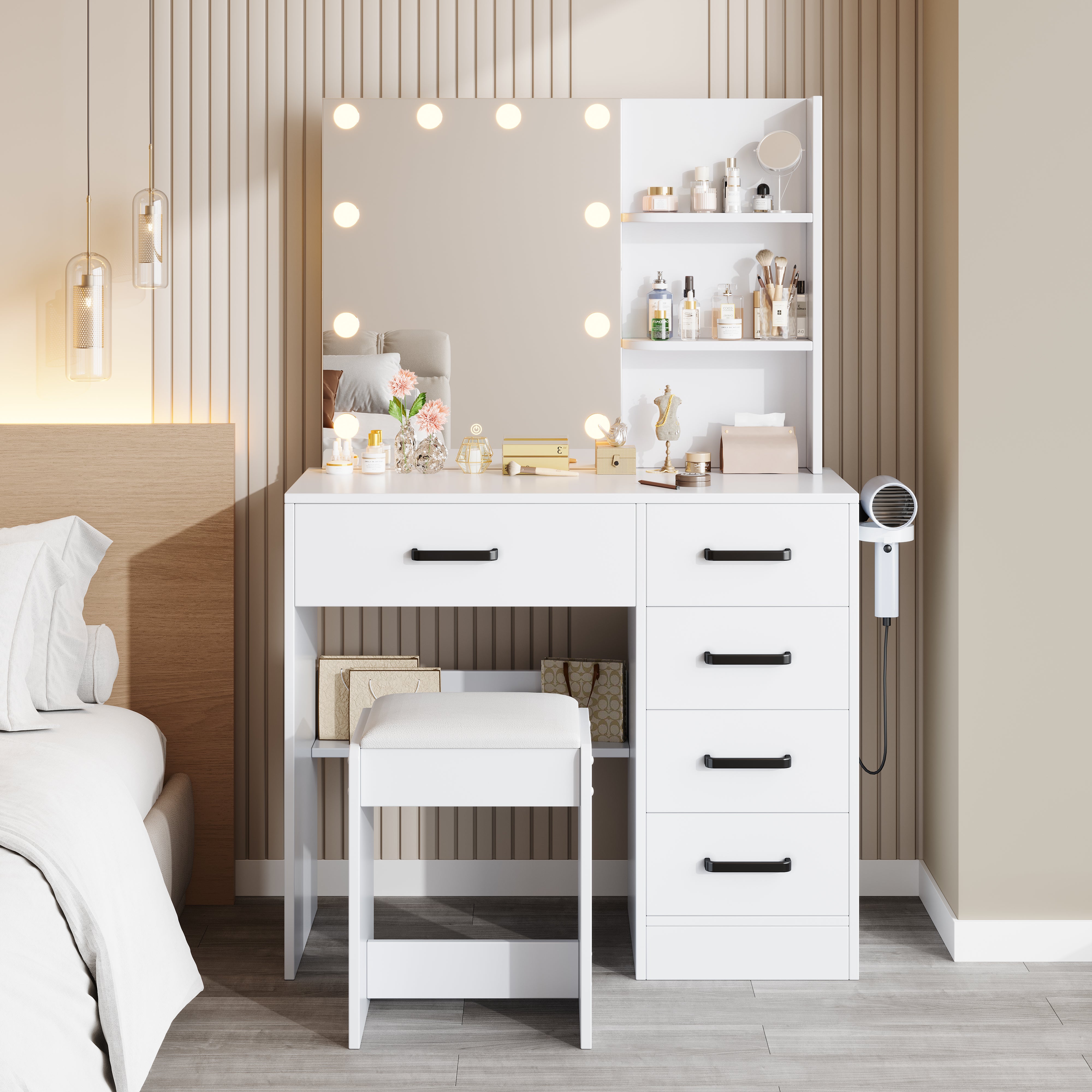 PAPROOS Vanity Set with Mirror and Light