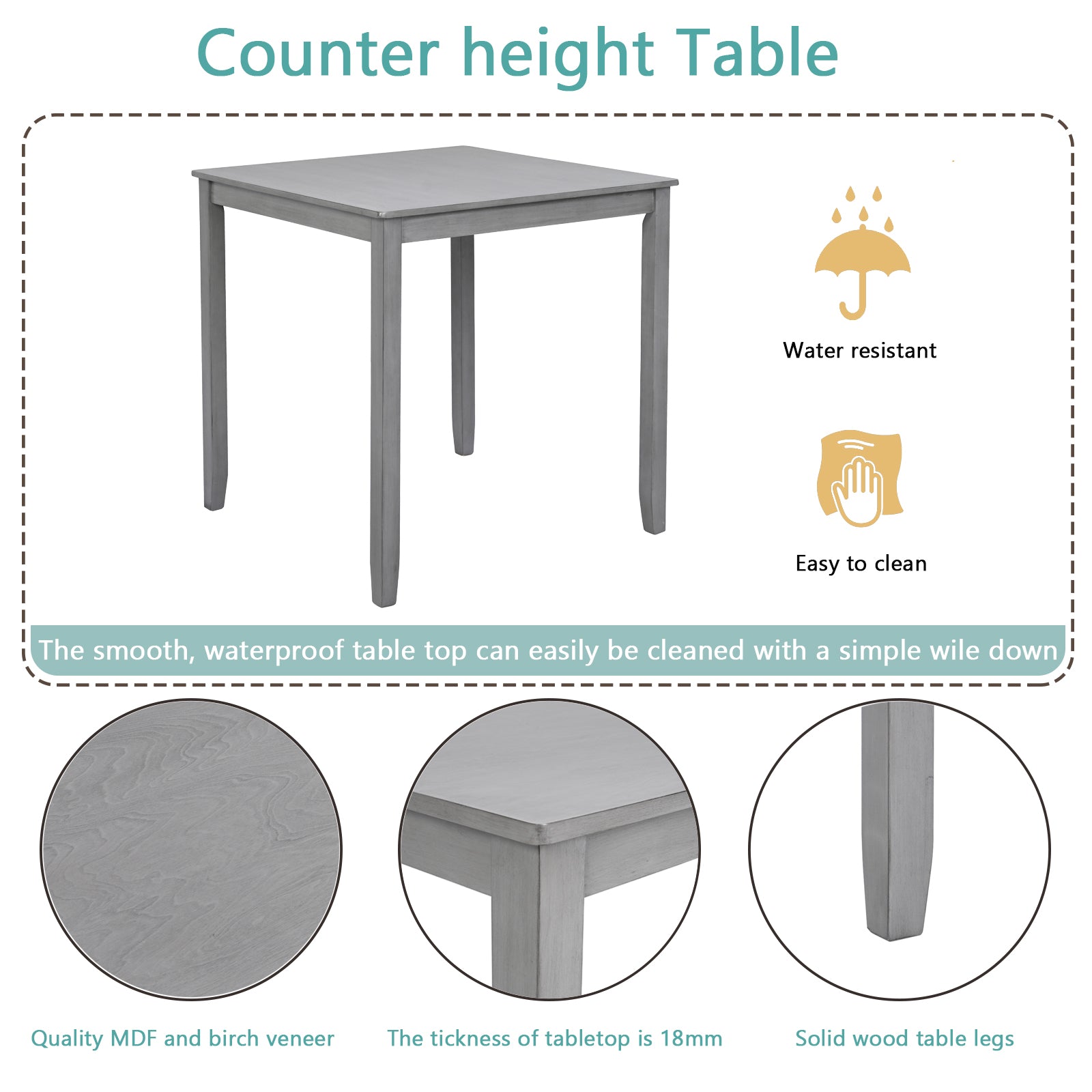 PAPROOS Solid Wood Dining Table