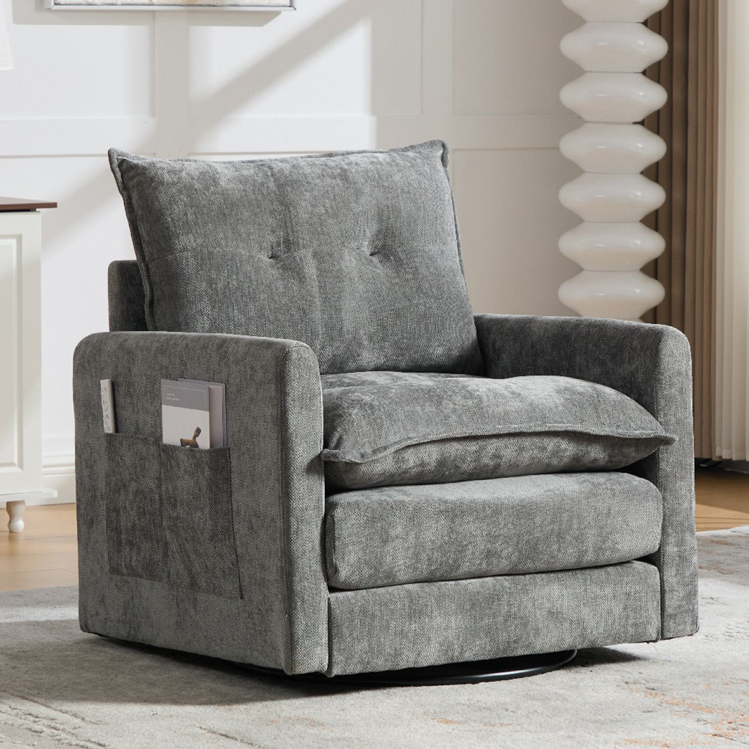 PAPROOS Chenille Upholstered Accent Chair