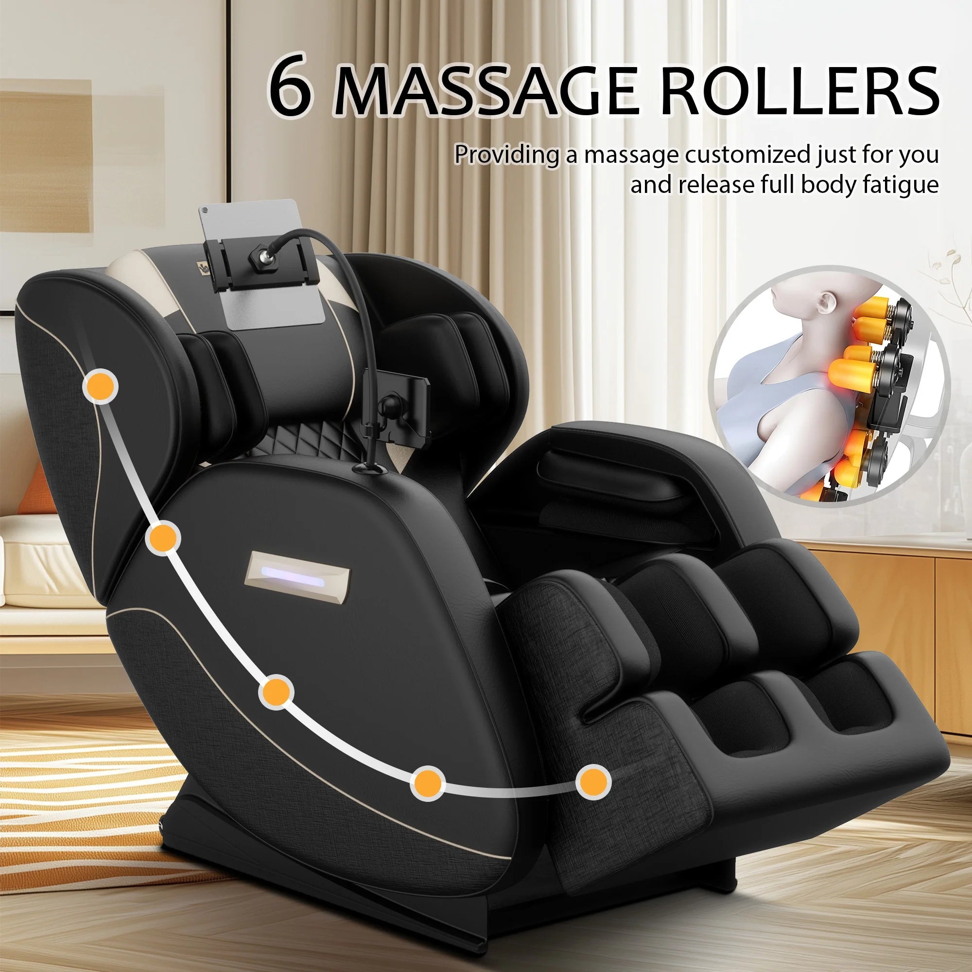 Massage Chair Recliner, Zero Gravity with Full Body Air Pressure, Shiatsu 4D Recliner with Heated Bluetooth Foot Roller Airbags Kneading