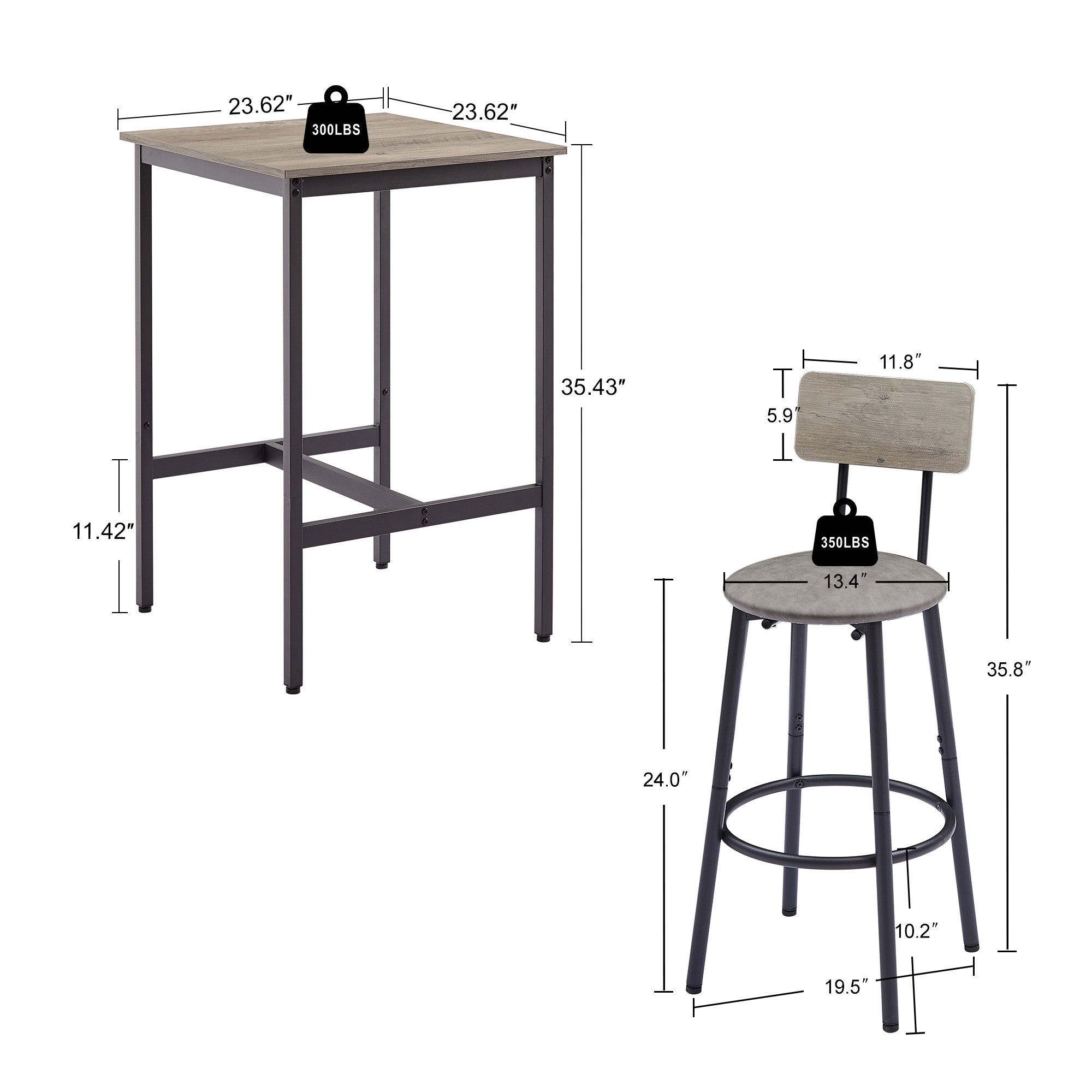 PAPROOS Bar Table Set for 2