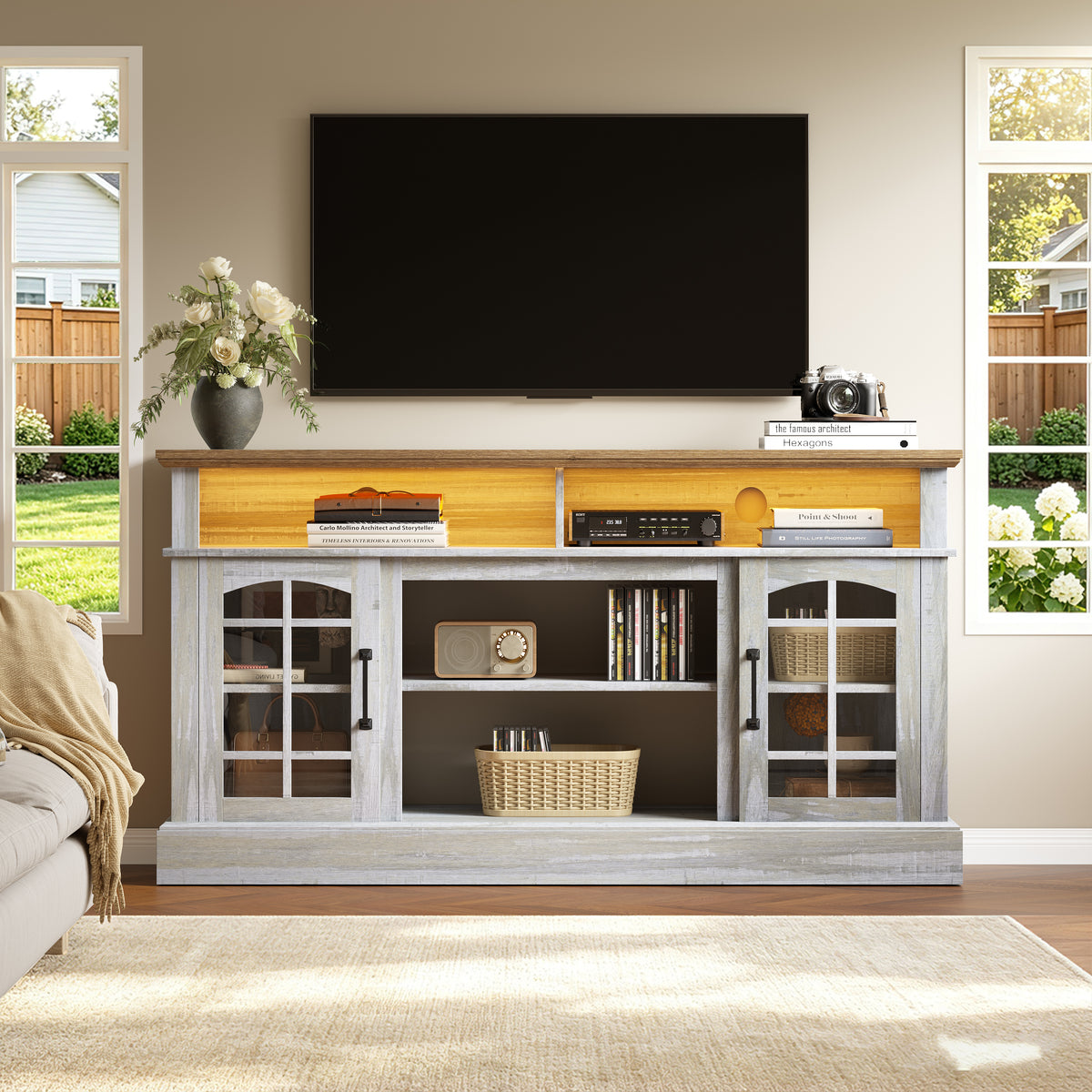 PAPROOS TV Stand with Storage for 65in TVs