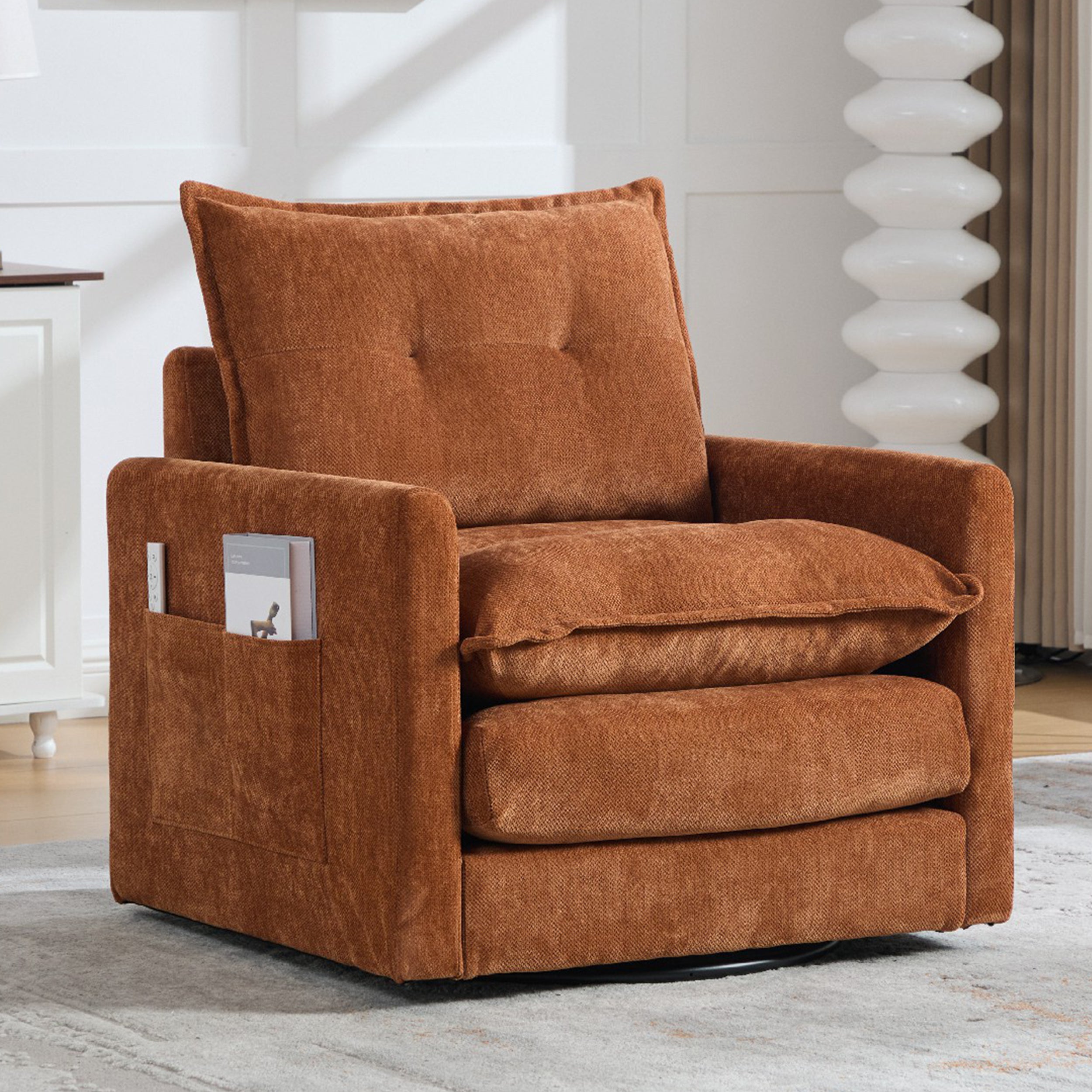 PAPROOS Chenille Upholstered Accent Chair